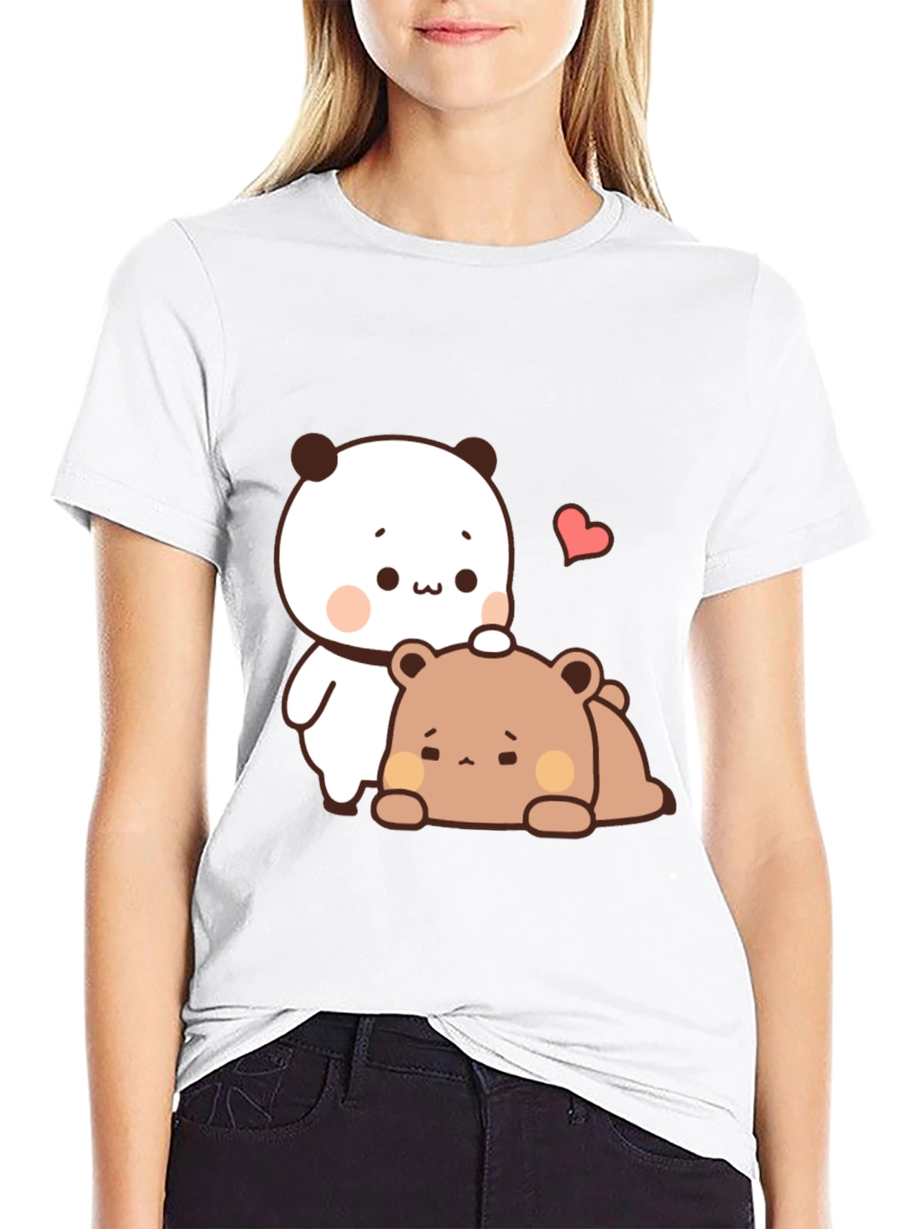 Cute Cartoon Bear T-Shirt - Black Casual Tee