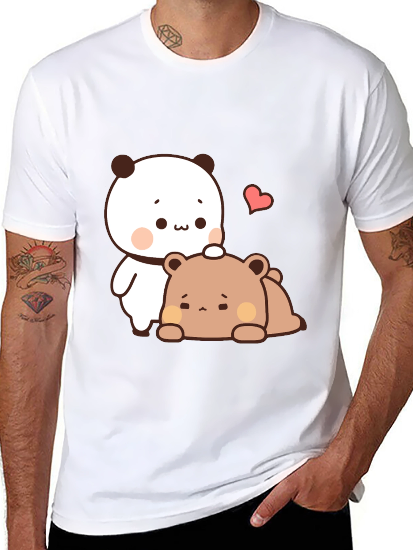 Cute Cartoon Bear T-Shirt - Black Casual Tee