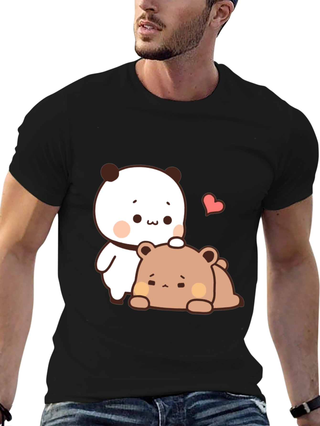 Cute Cartoon Bear T-Shirt - Black Casual Tee
