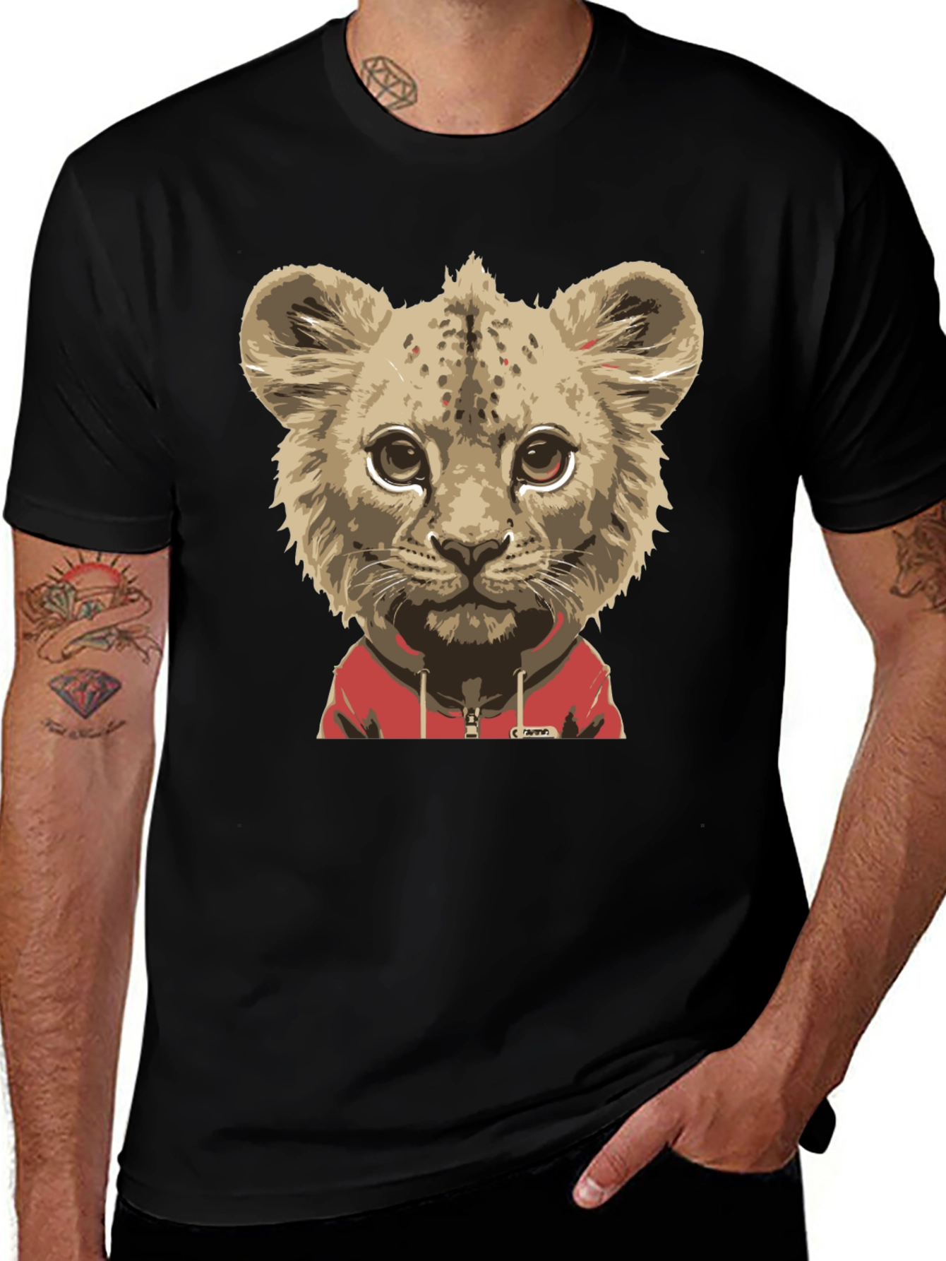 Lion Cub Hoodie T-Shirt - Cool Animal Tee