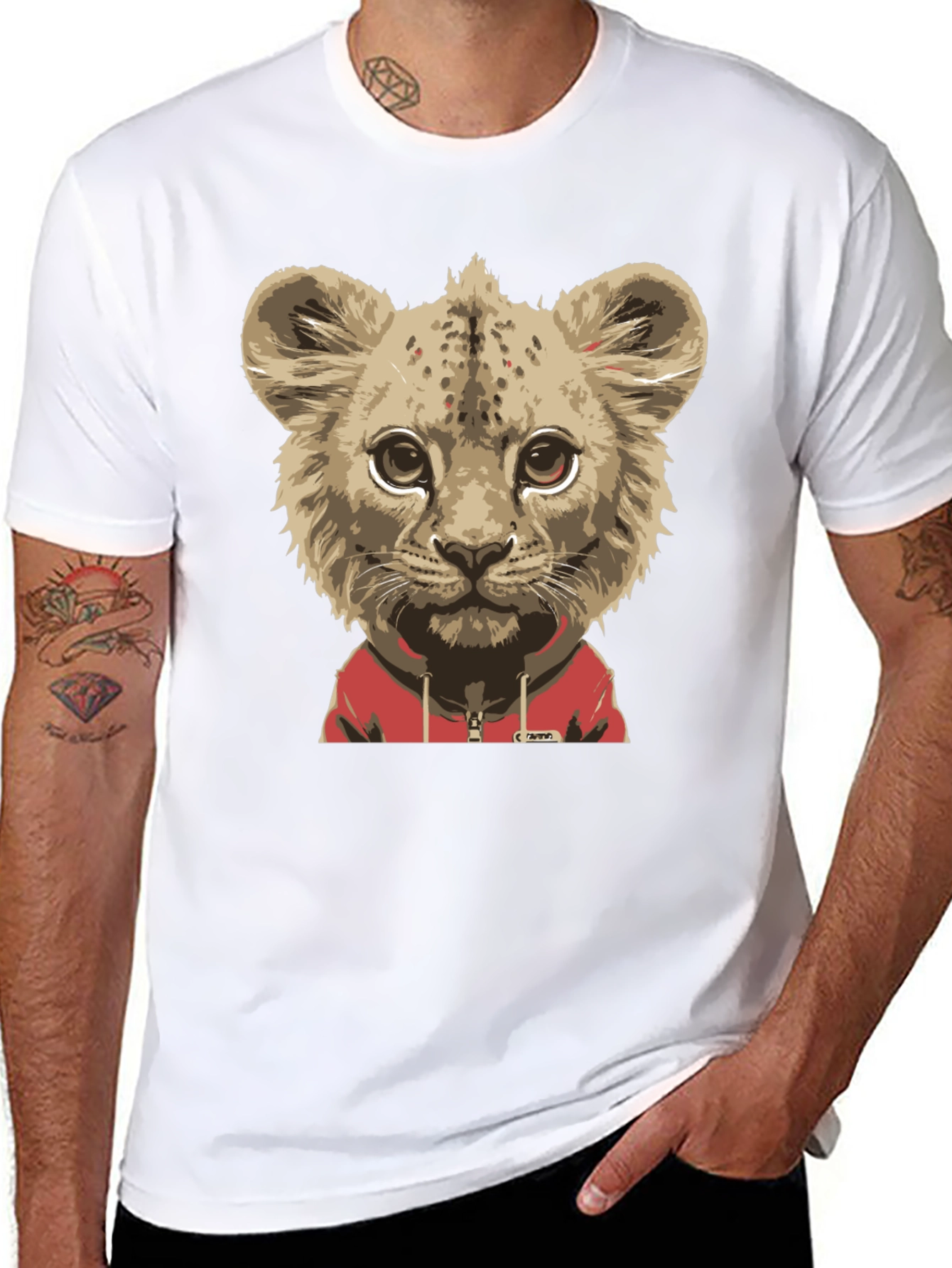 Lion Cub Hoodie T-Shirt - Cool Animal Tee