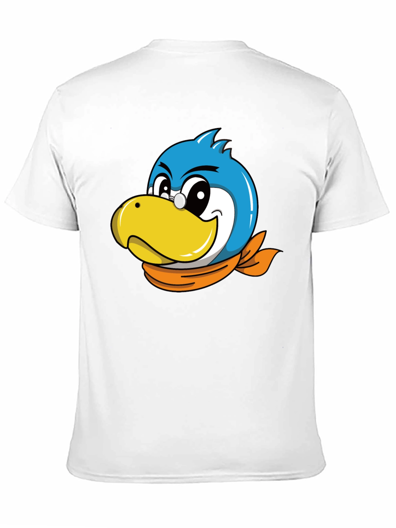 Cartoon Bird Graphic Tee - Black Cotton Blend