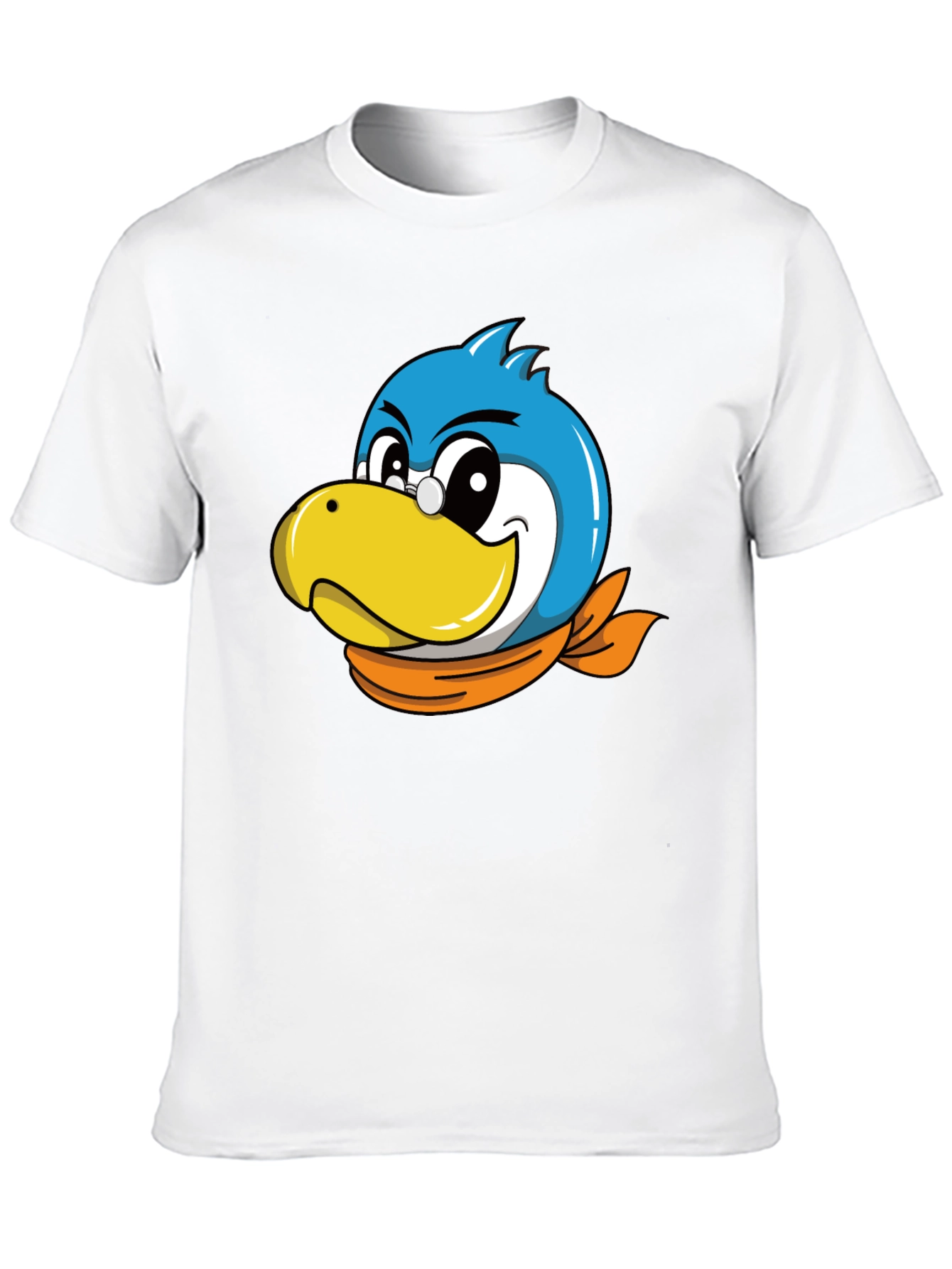 Cartoon Bird Graphic Tee - Black Cotton Blend