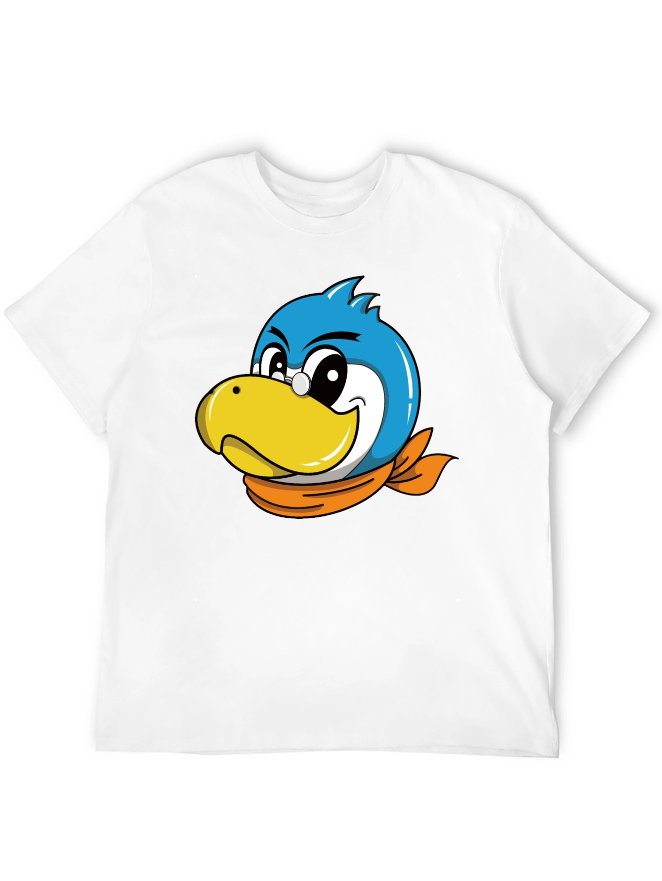 Cartoon Bird Graphic Tee - Black Cotton Blend