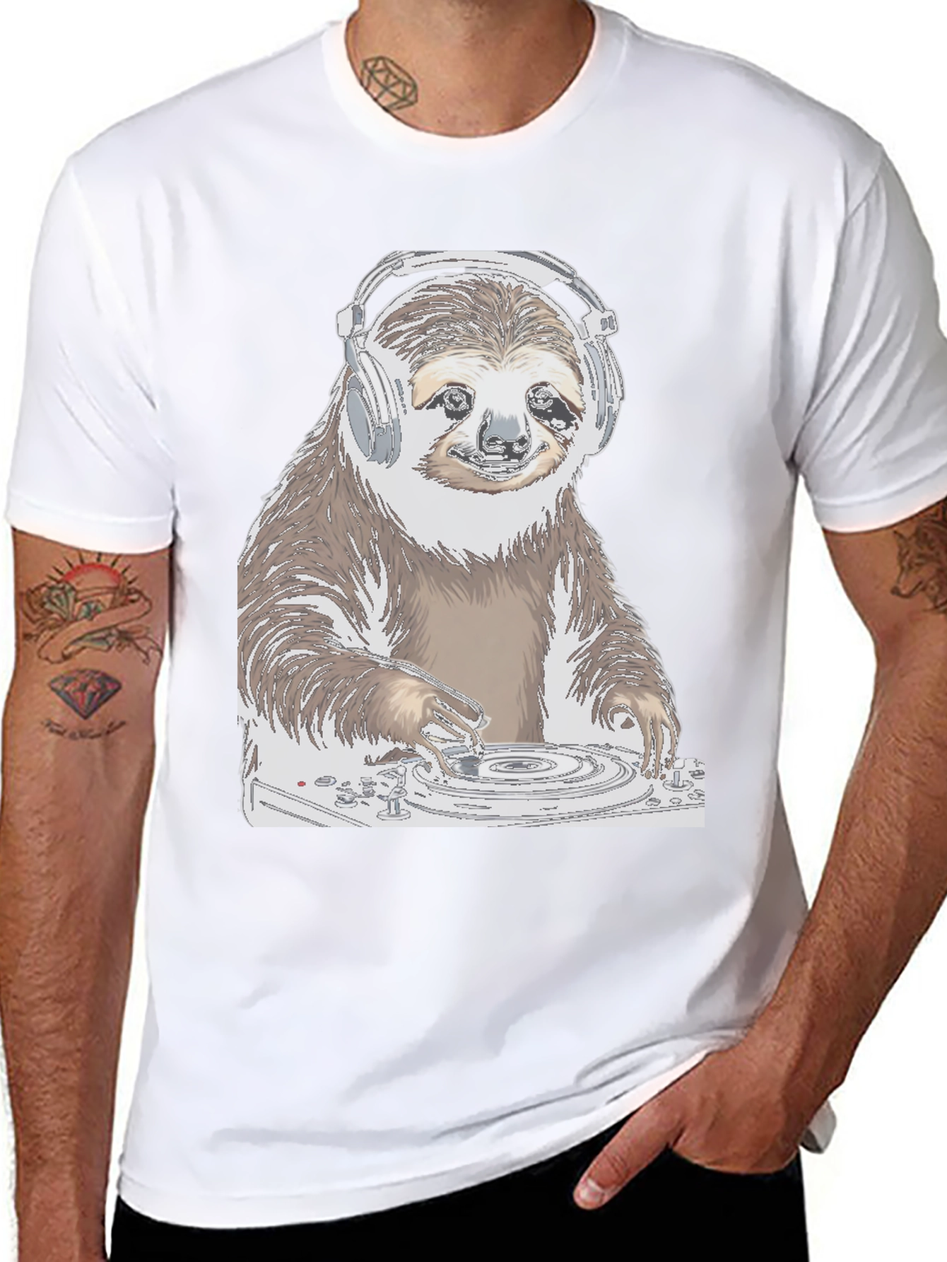 DJ Sloth Graphic Tee - Cool & Unique Design