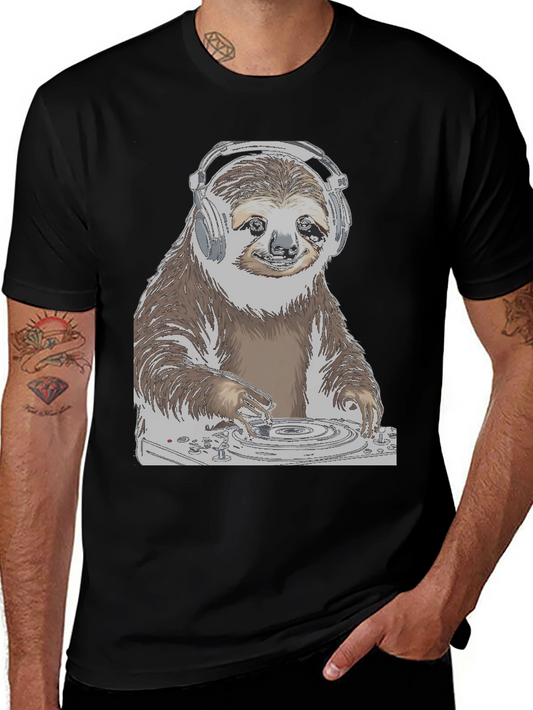 DJ Sloth Graphic Tee - Cool & Unique Design