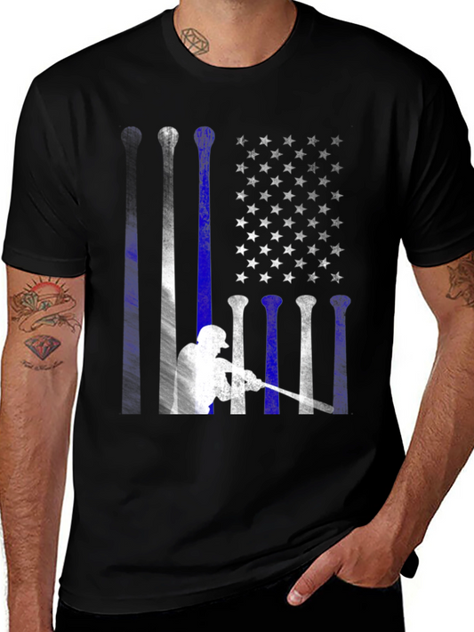 Baseball American Flag Graphic T-Shirt
