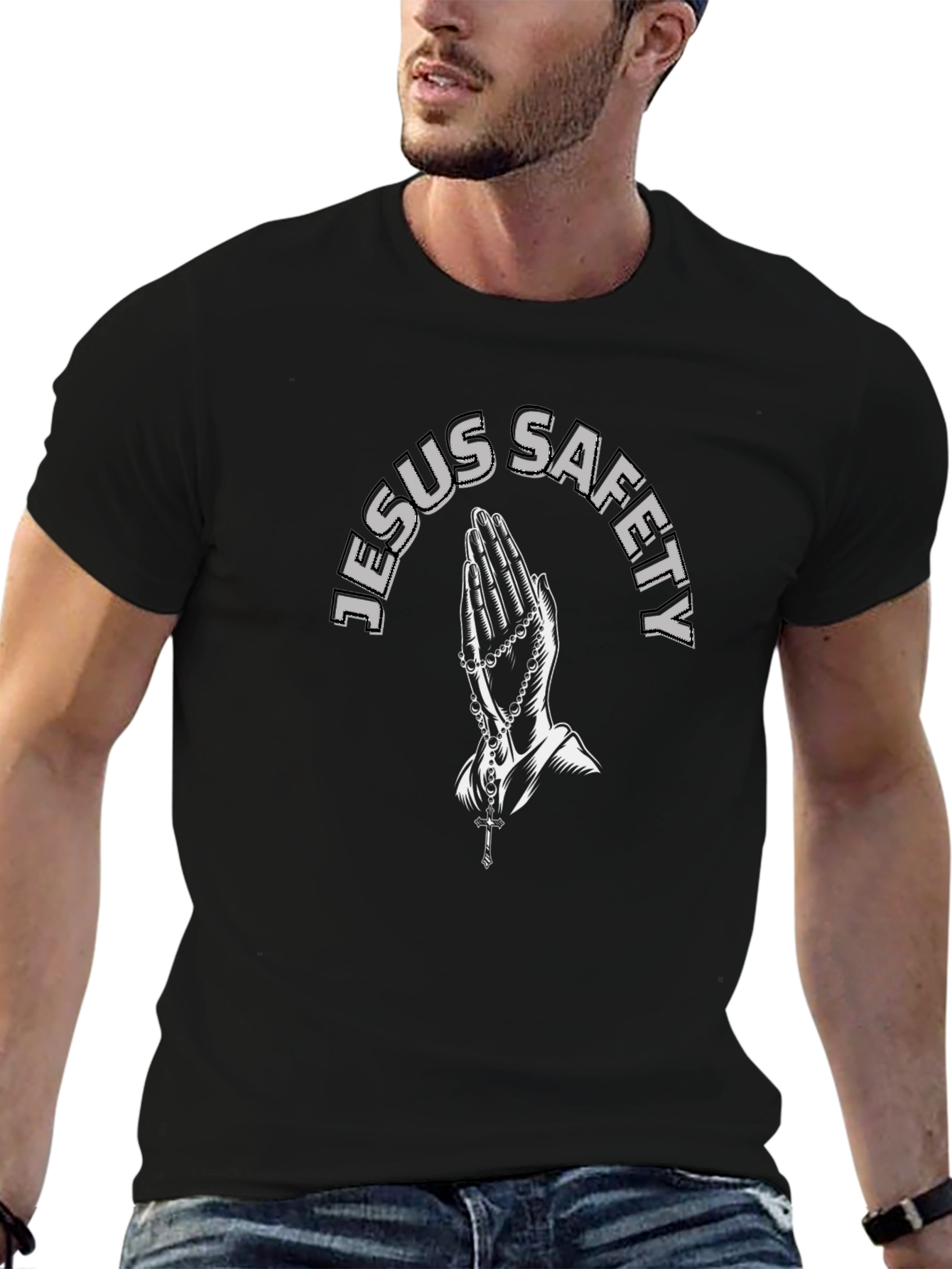 Jesus Safety Black Graphic T-Shirt