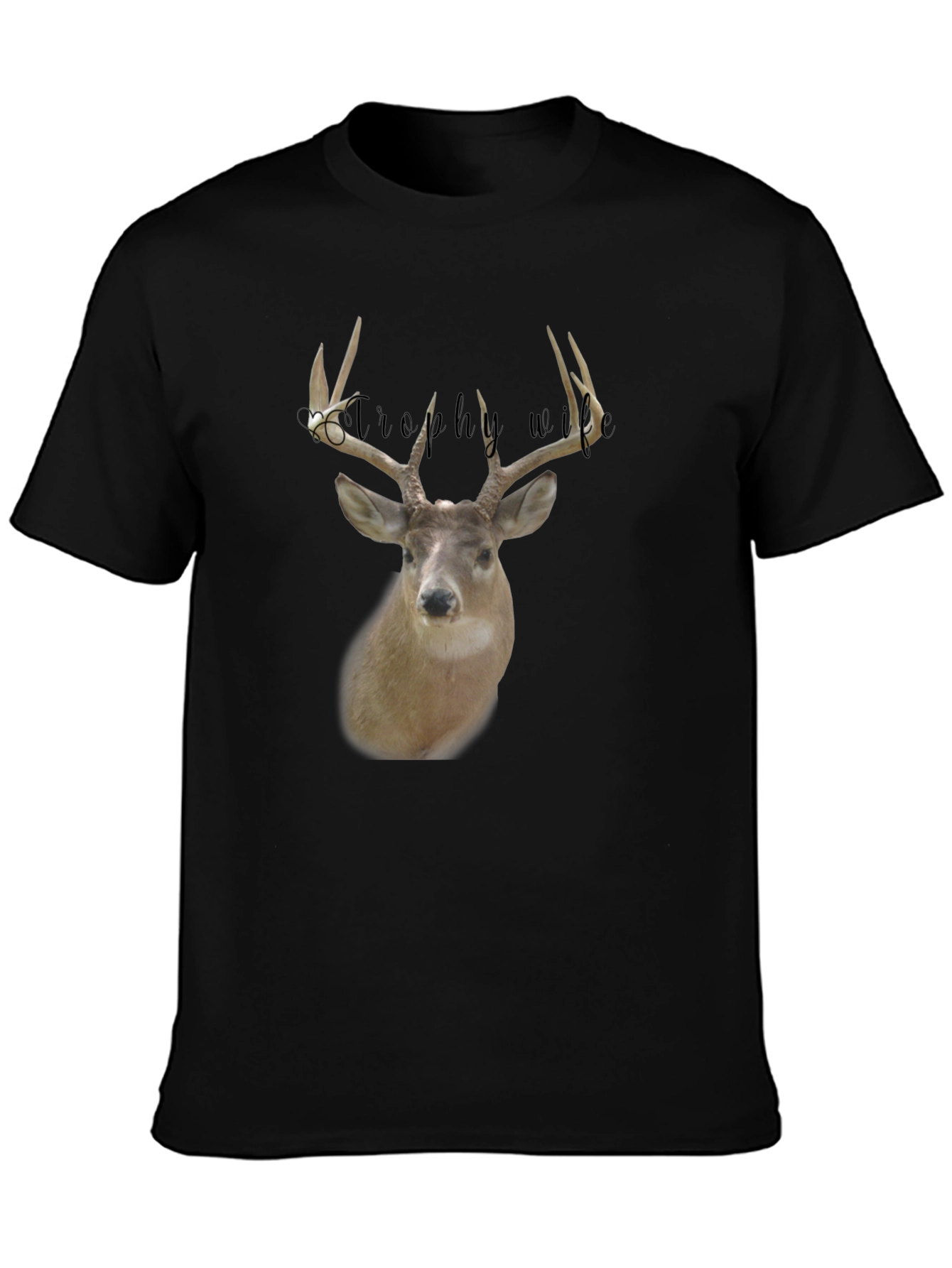 Trophy Wife Deer Graphic Tee - Black Crewneck Shirt