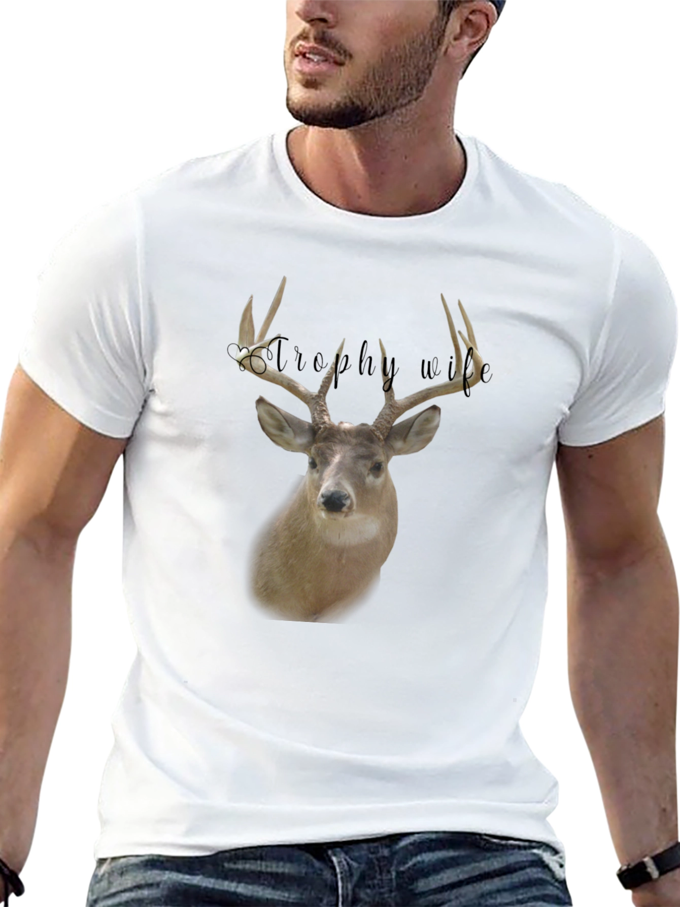 Trophy Wife Deer Graphic Tee - Black Crewneck Shirt