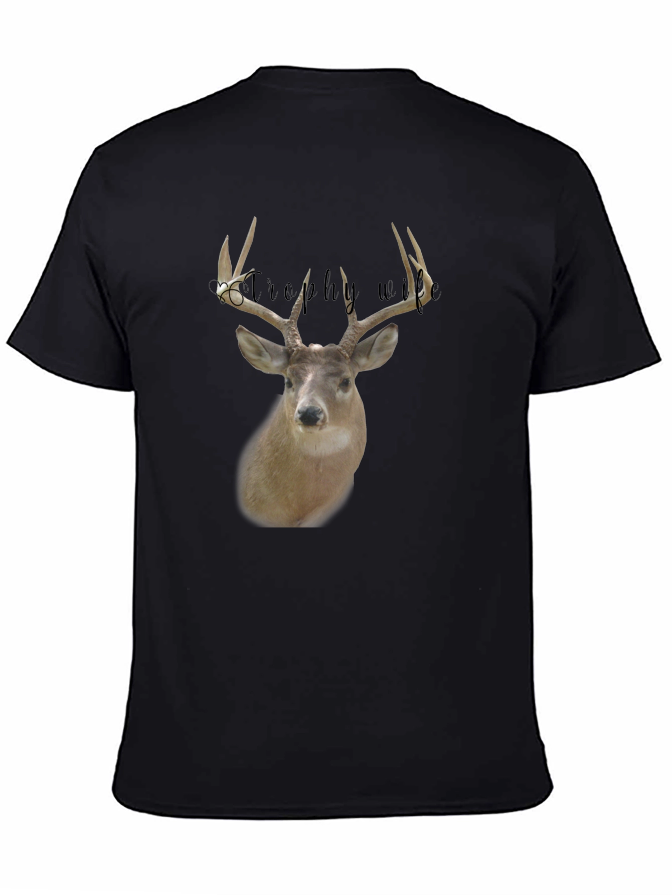Trophy Wife Deer Graphic Tee - Black Crewneck Shirt