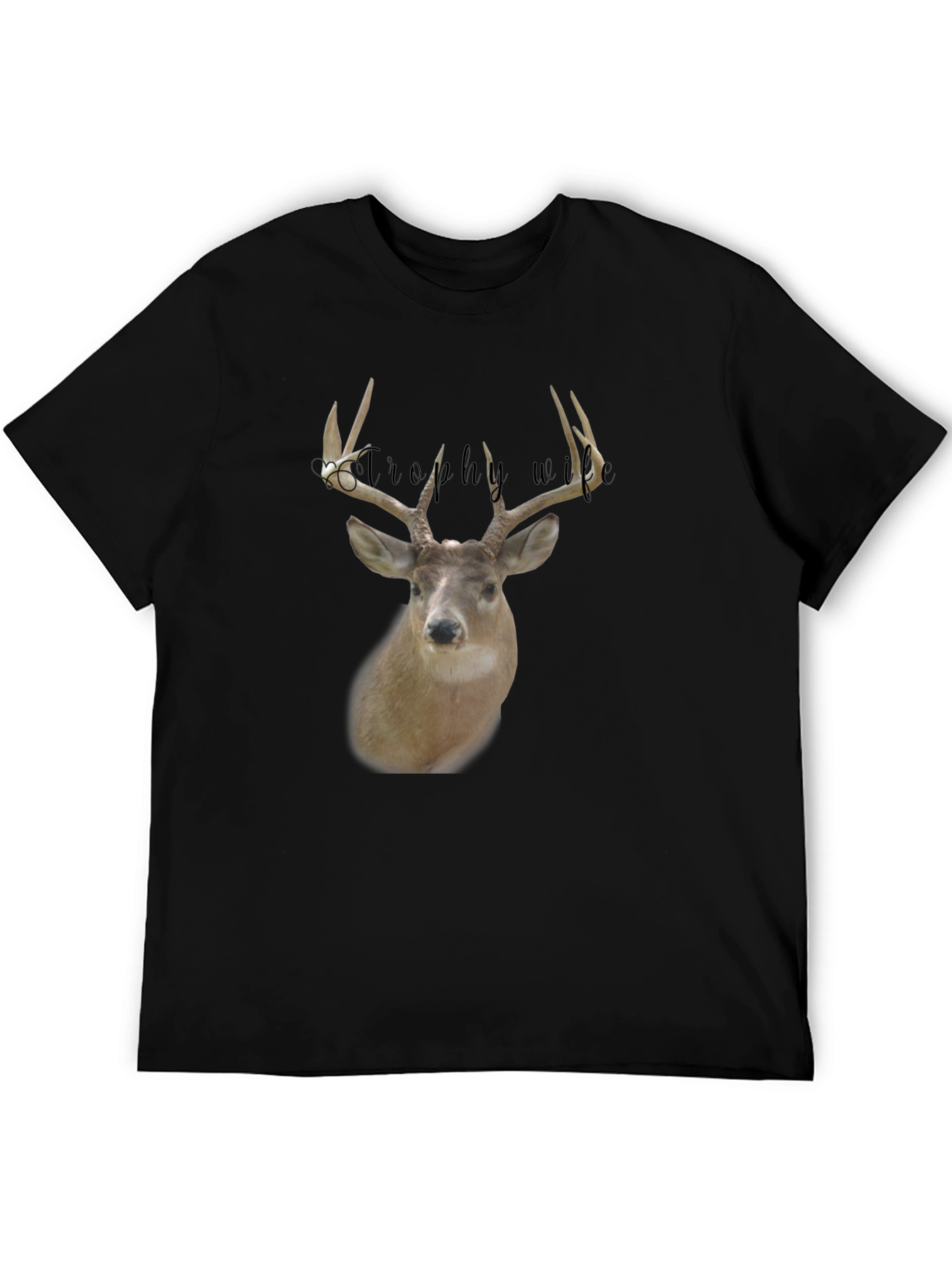 Trophy Wife Deer Graphic Tee - Black Crewneck Shirt