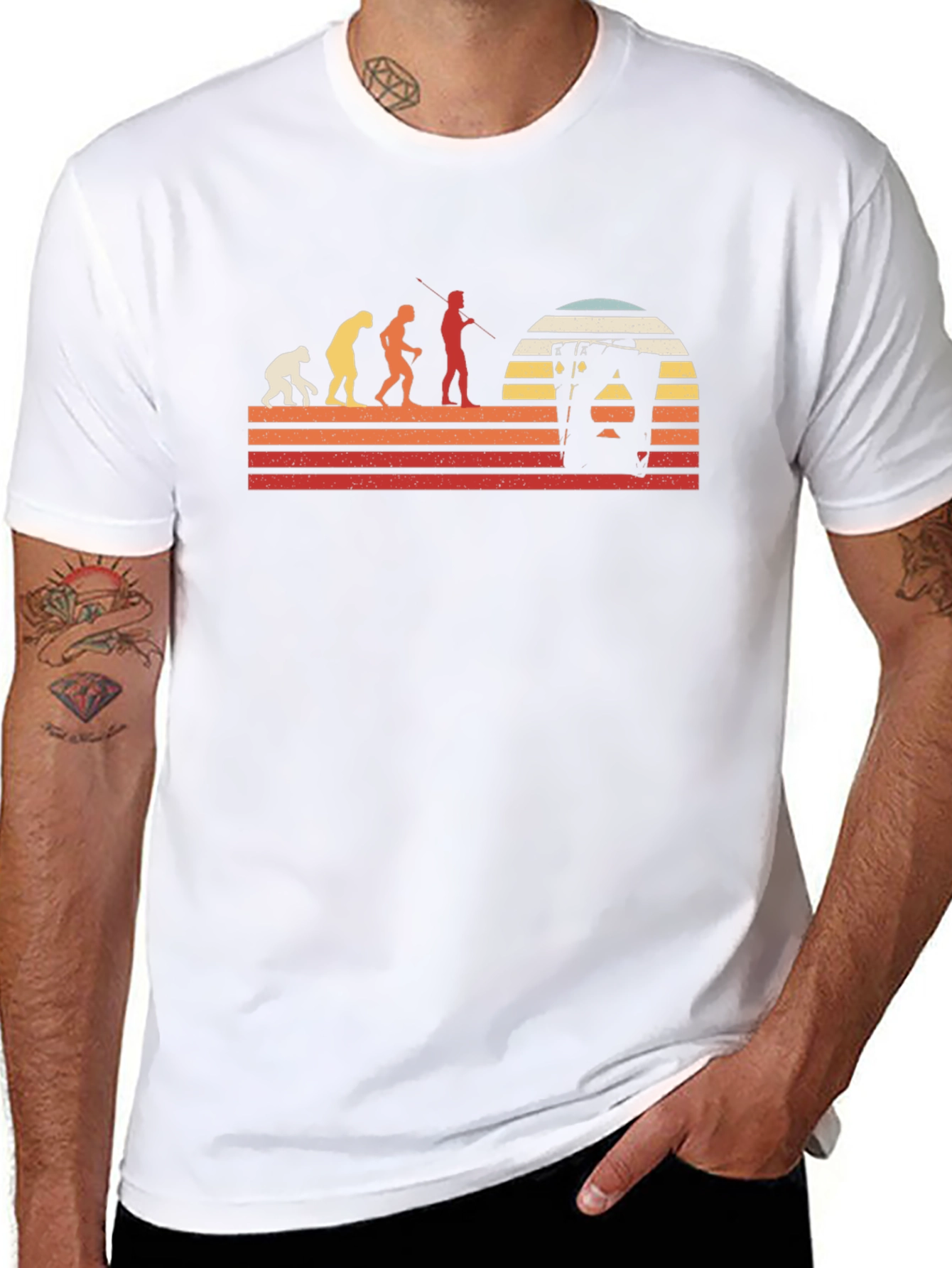 Evolution Playing Card Retro T-Shirt