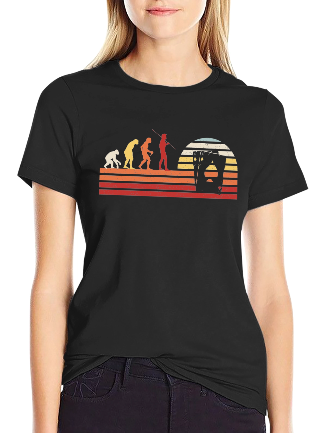 Evolution Playing Card Retro T-Shirt