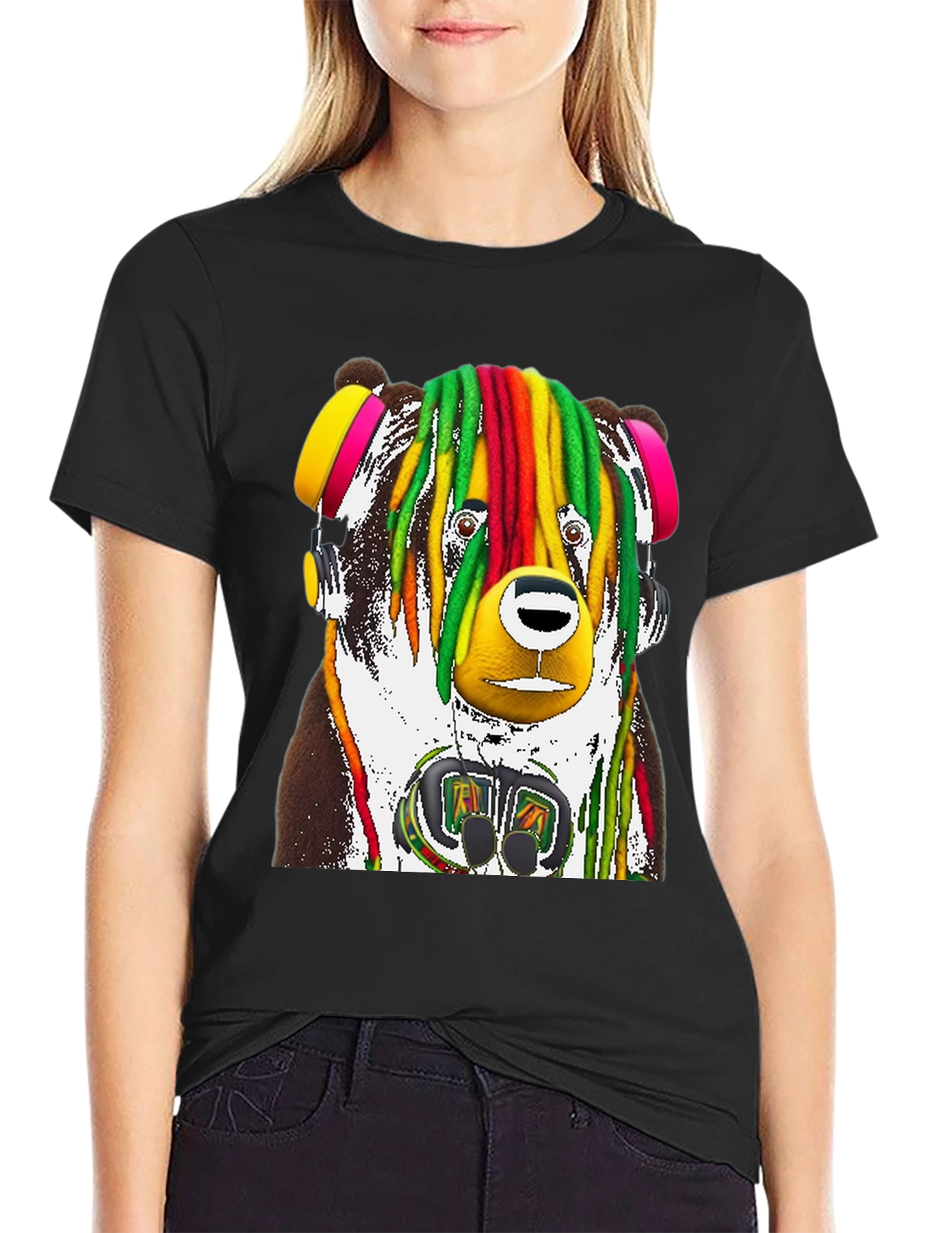 Rasta Bear Graphic Tee - Unique Design