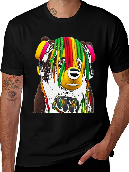 Rasta Bear Graphic Tee - Unique Design
