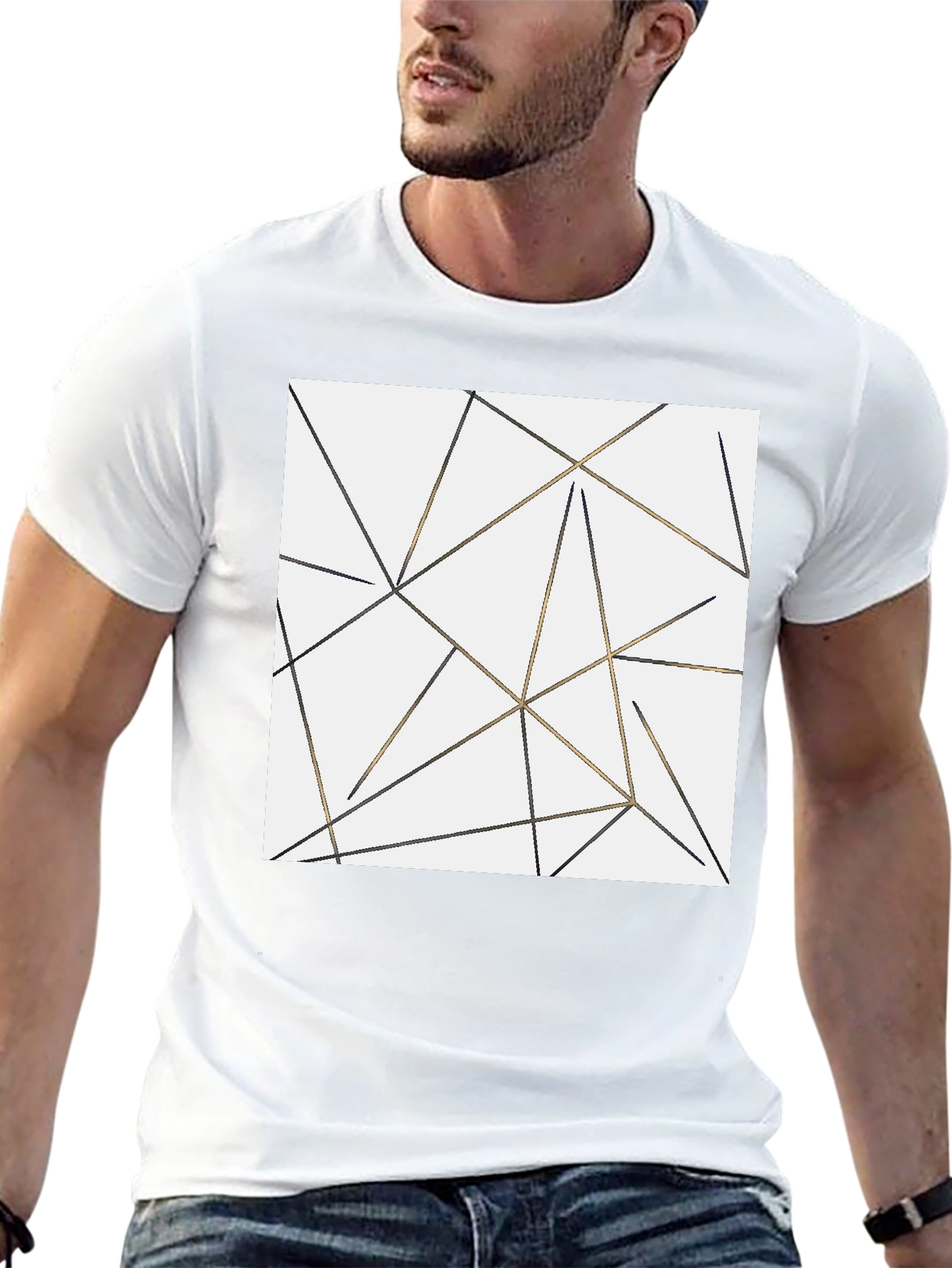 Geometric Lines Black T-Shirt for Men