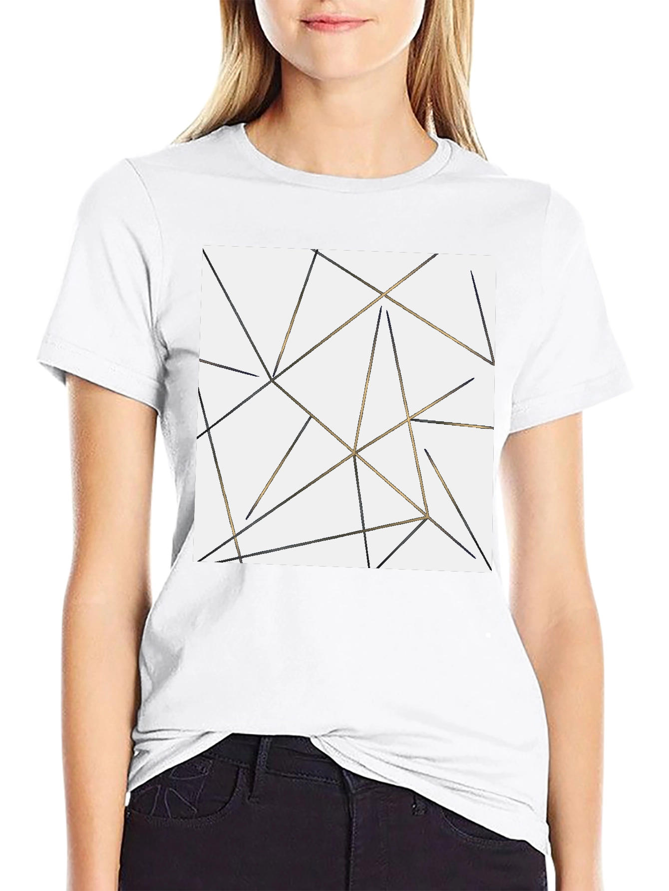 Geometric Lines Black T-Shirt for Men