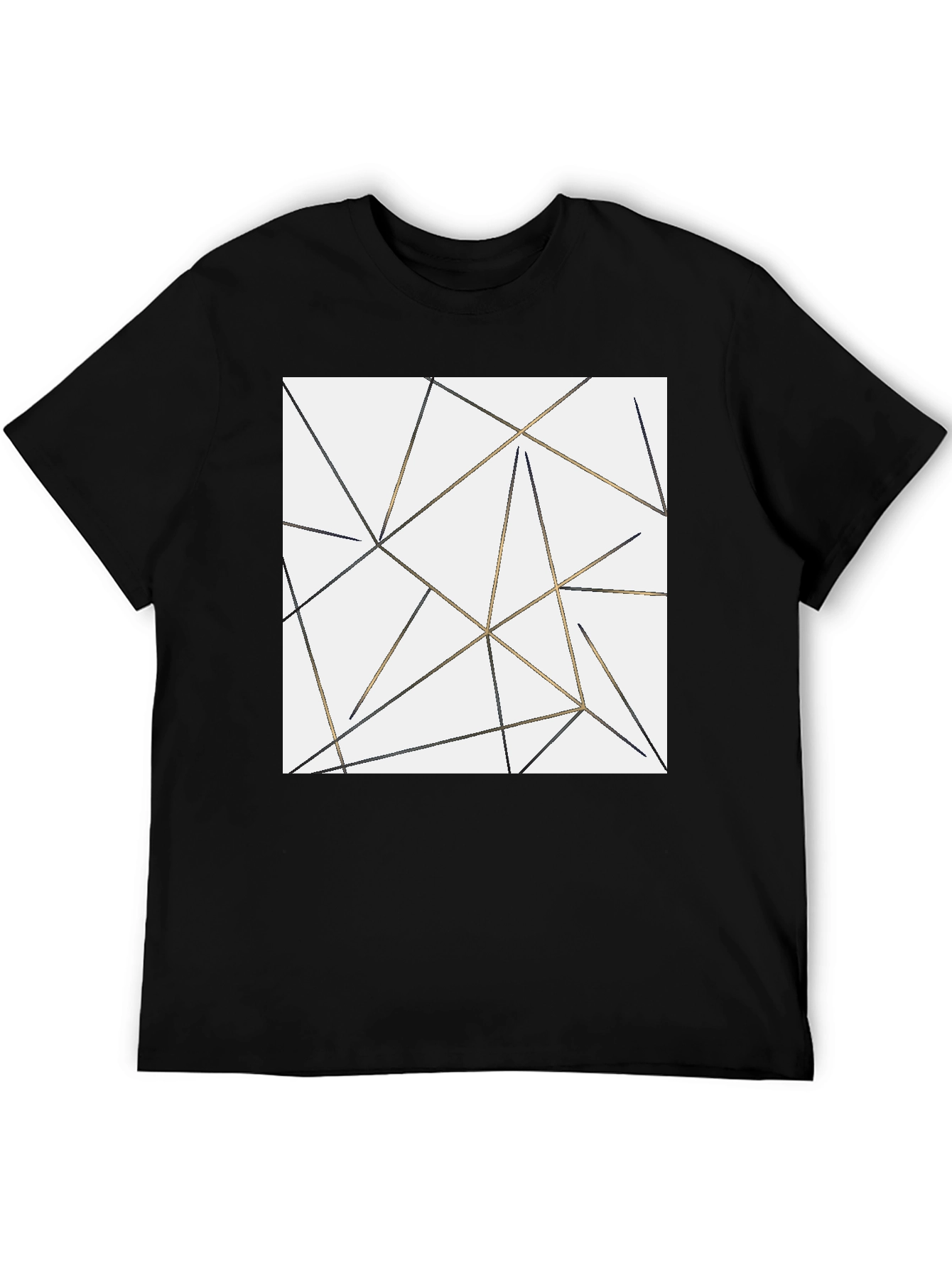 Geometric Lines Black T-Shirt for Men