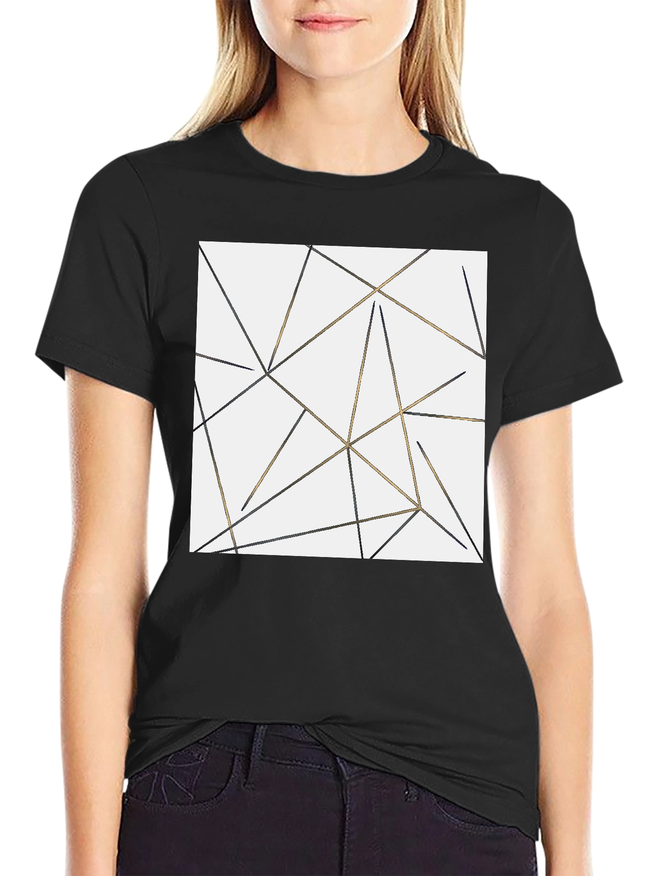 Geometric Lines Black T-Shirt for Men