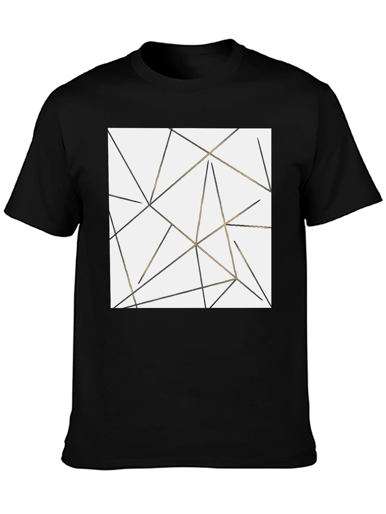 Geometric Lines Black T-Shirt for Men