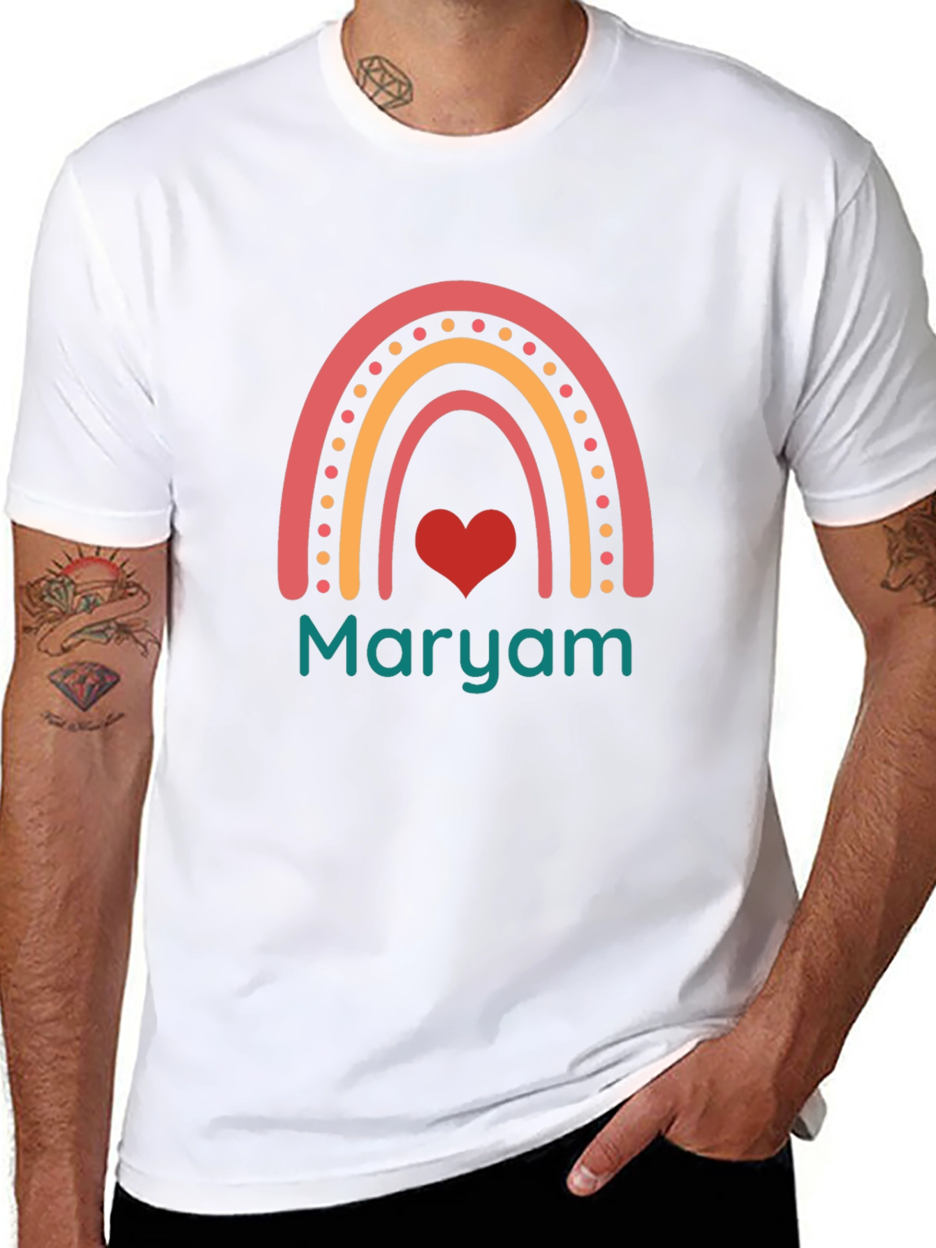 Personalized Rainbow Heart Name T-Shirt