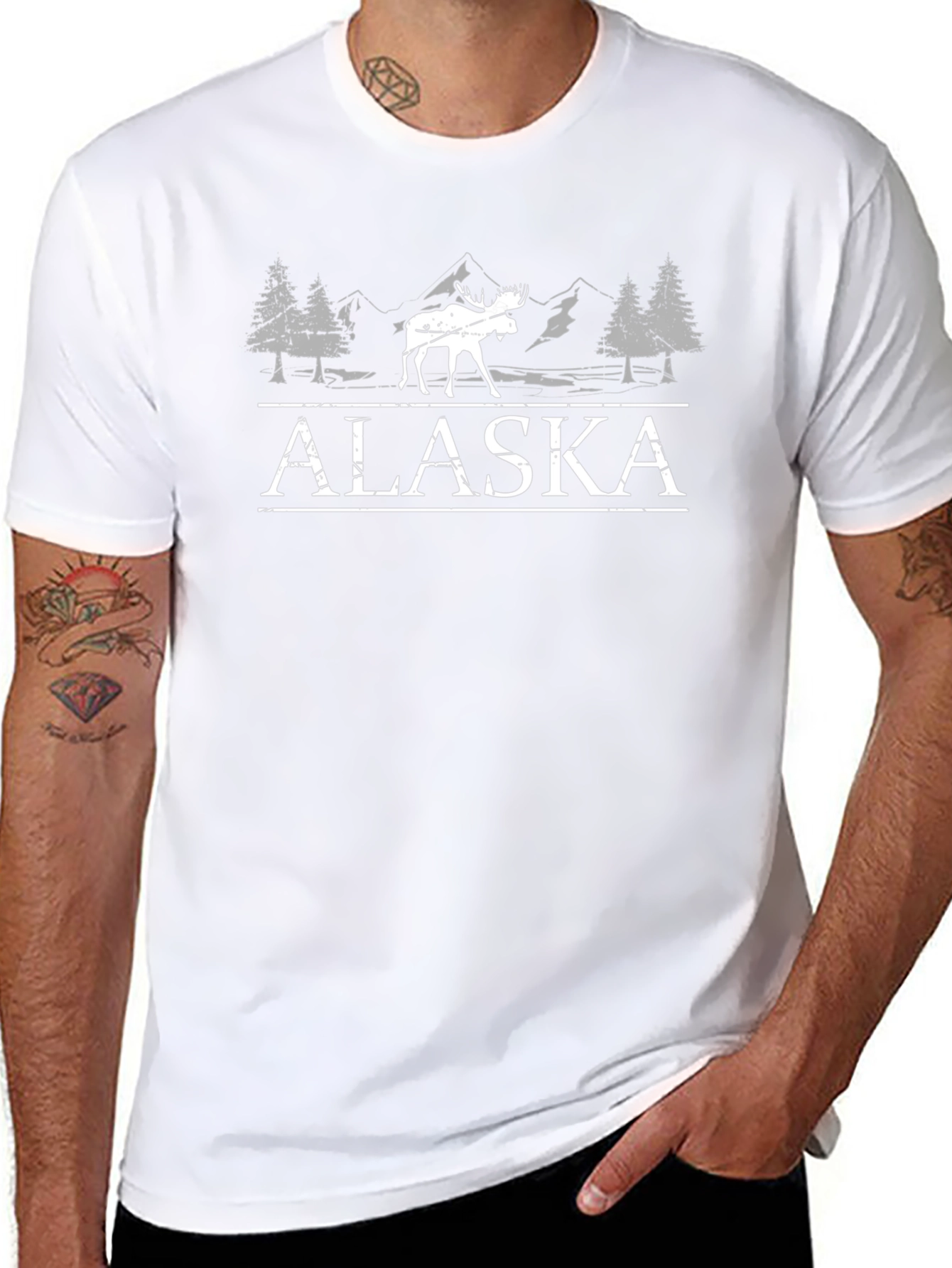 Alaska Moose Graphic Tee - Black Cotton T-Shirt