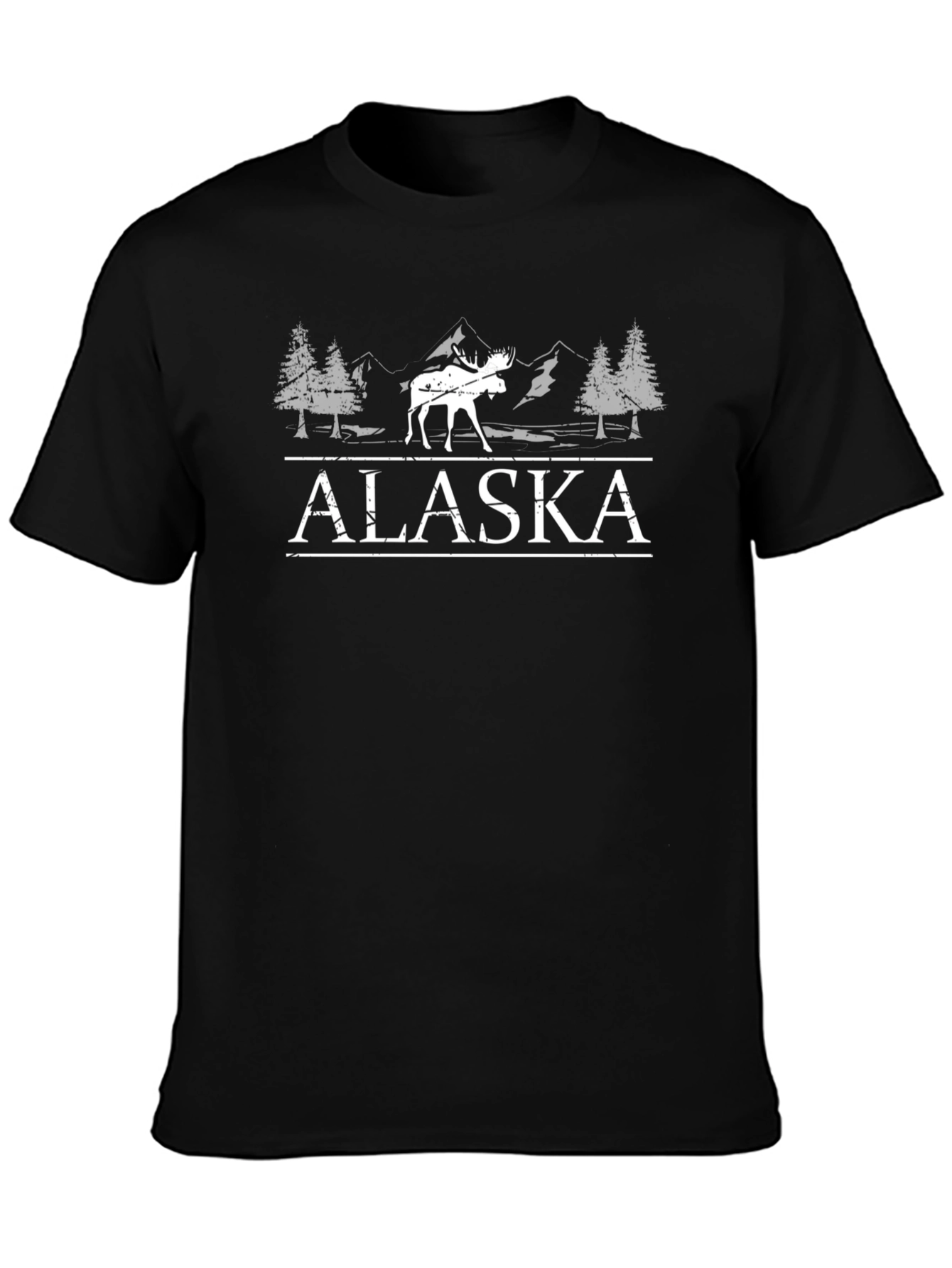 Alaska Moose Graphic Tee - Black Cotton T-Shirt
