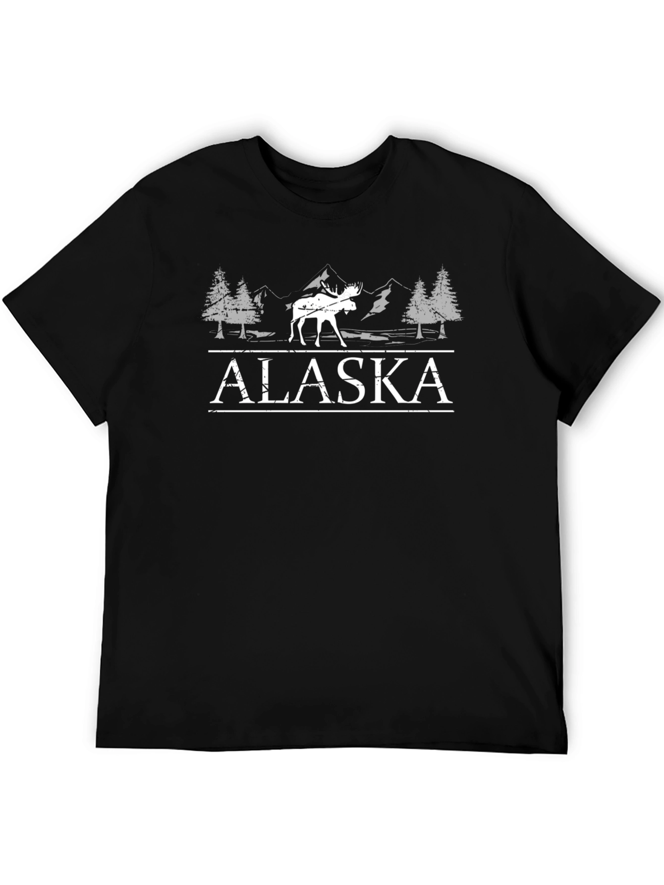 Alaska Moose Graphic Tee - Black Cotton T-Shirt