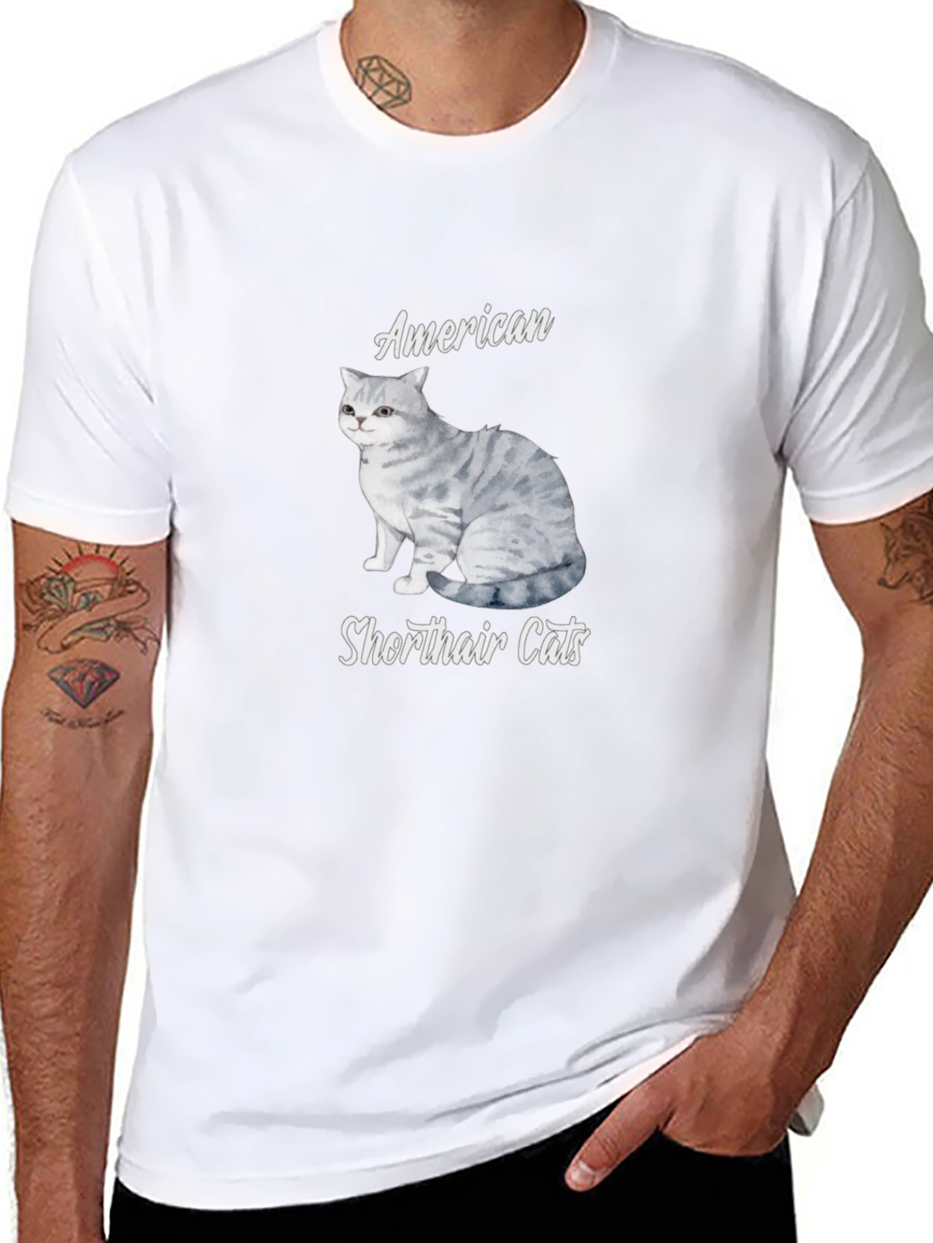 American Shorthair Cat T-Shirt - Unisex Black Tee