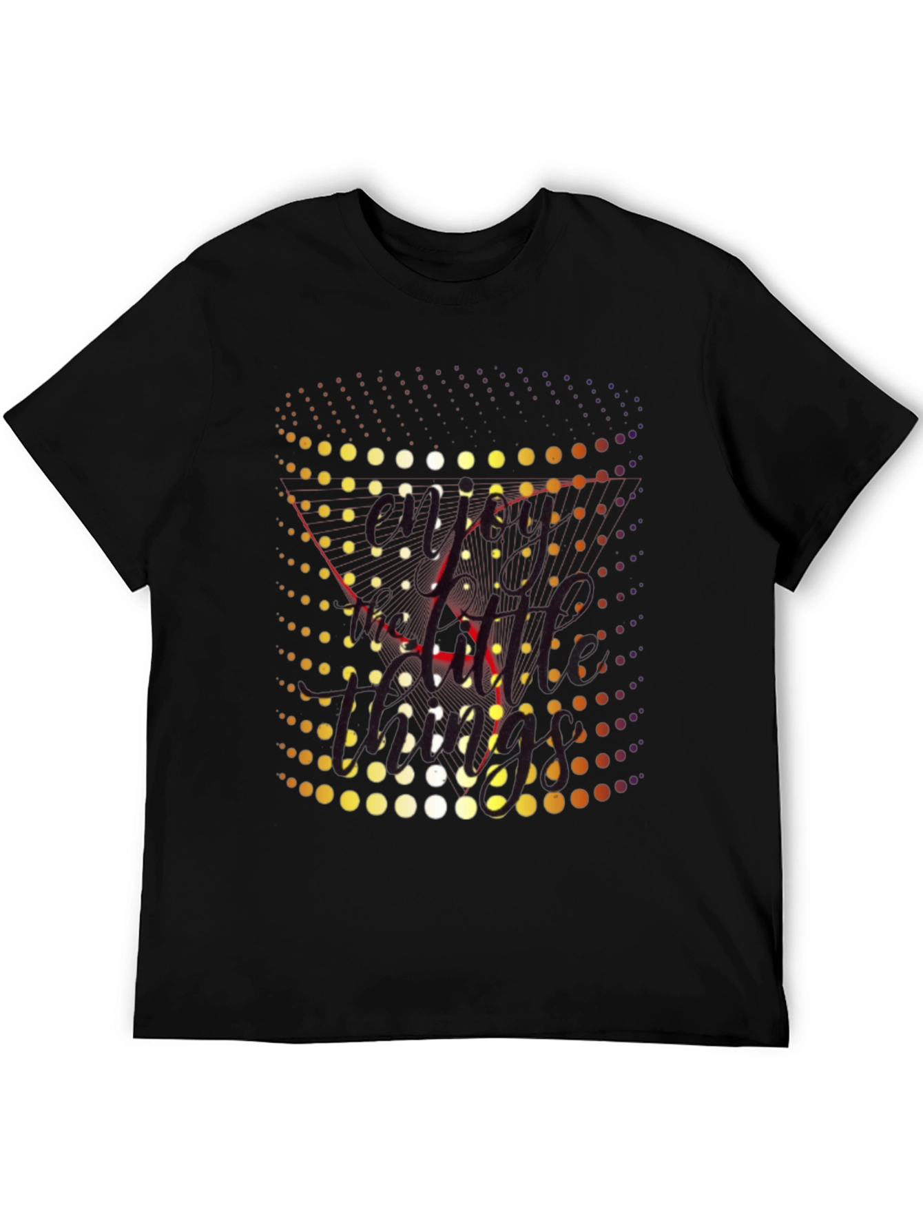Retro Dot Matrix Graphic Tee - Black Crewneck T-Shirt