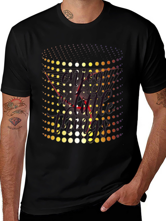 Retro Dot Matrix Graphic Tee - Black Crewneck T-Shirt
