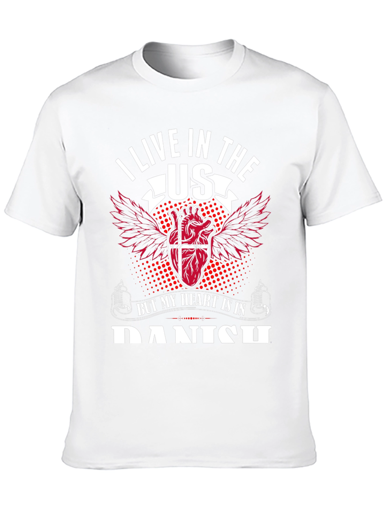 Danish Heart T-Shirt: I Live in the US