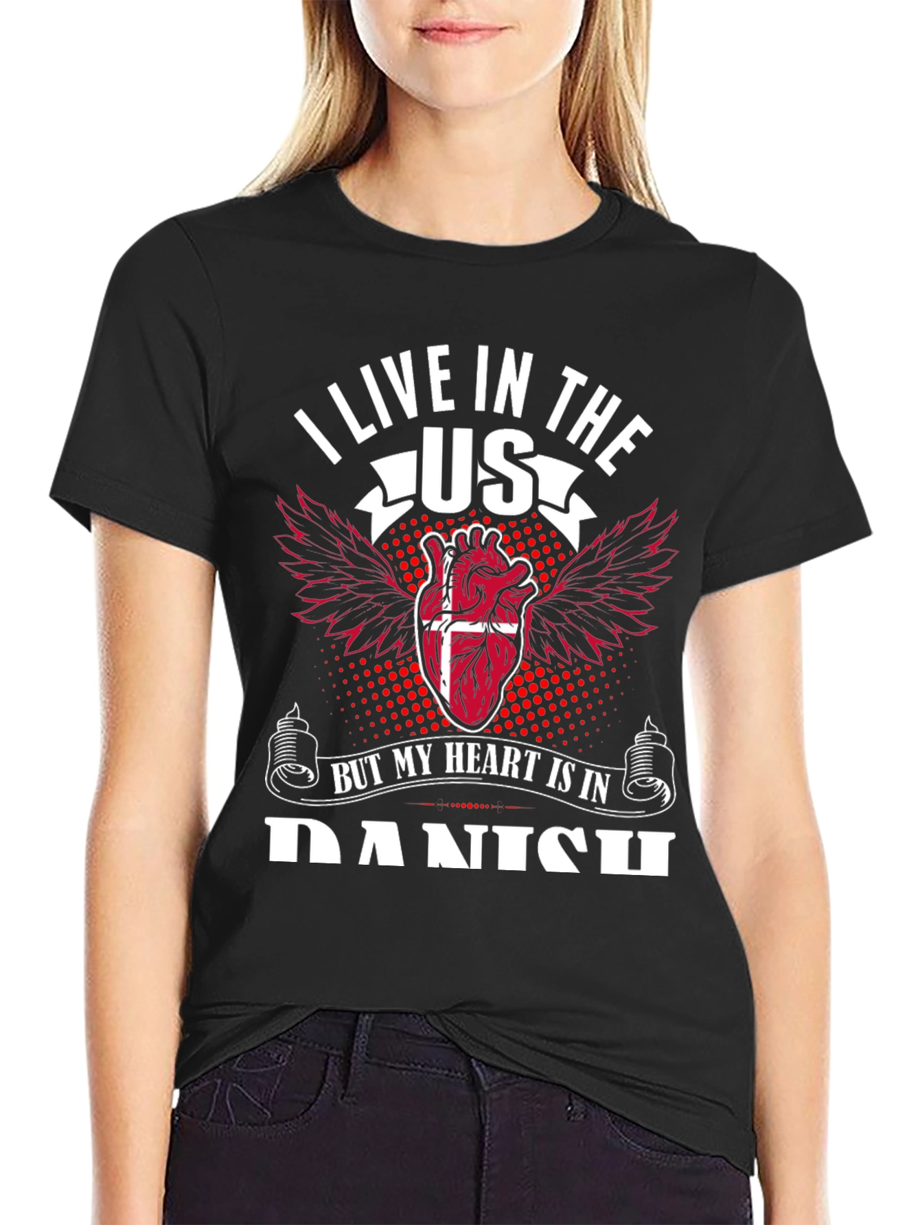 Danish Heart T-Shirt: I Live in the US