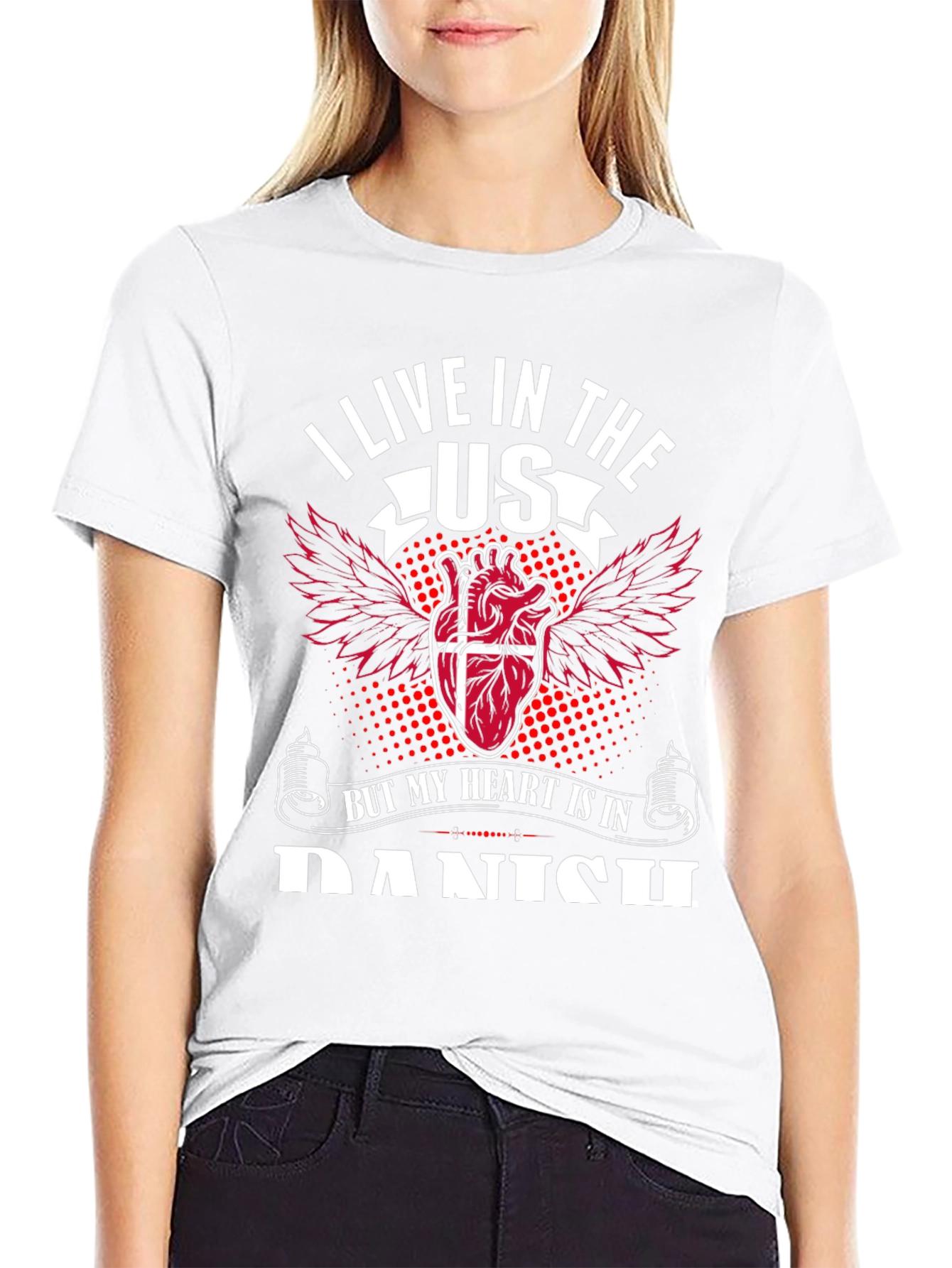 Danish Heart T-Shirt: I Live in the US