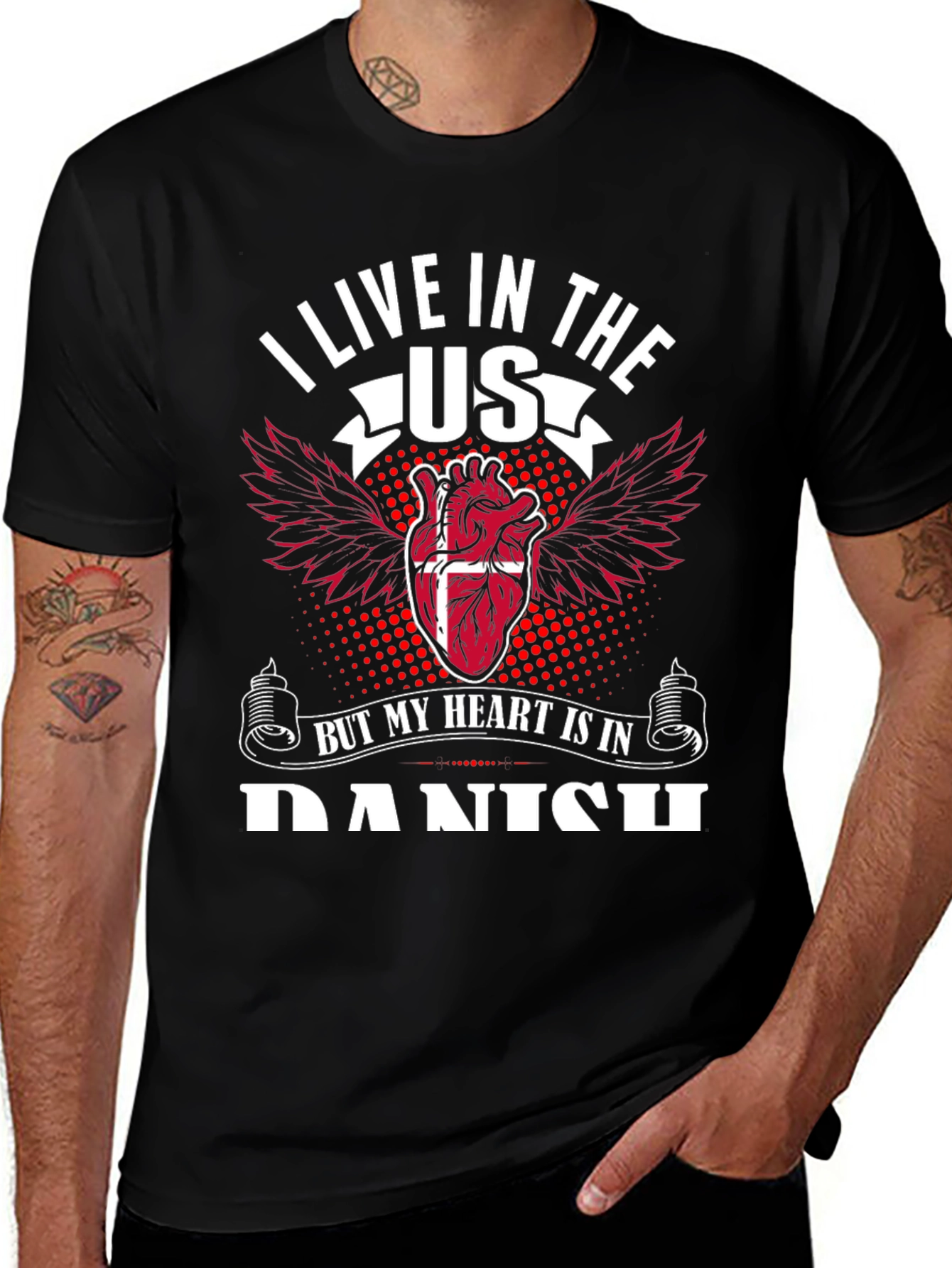 Danish Heart T-Shirt: I Live in the US