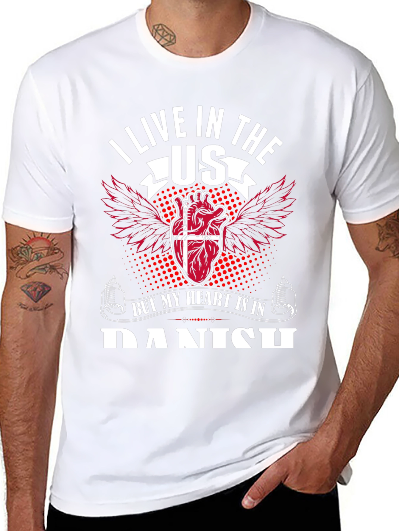 Danish Heart T-Shirt: I Live in the US