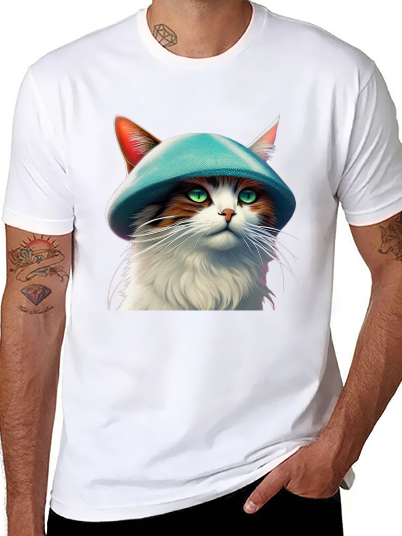 Cat with Hat Graphic T-Shirt