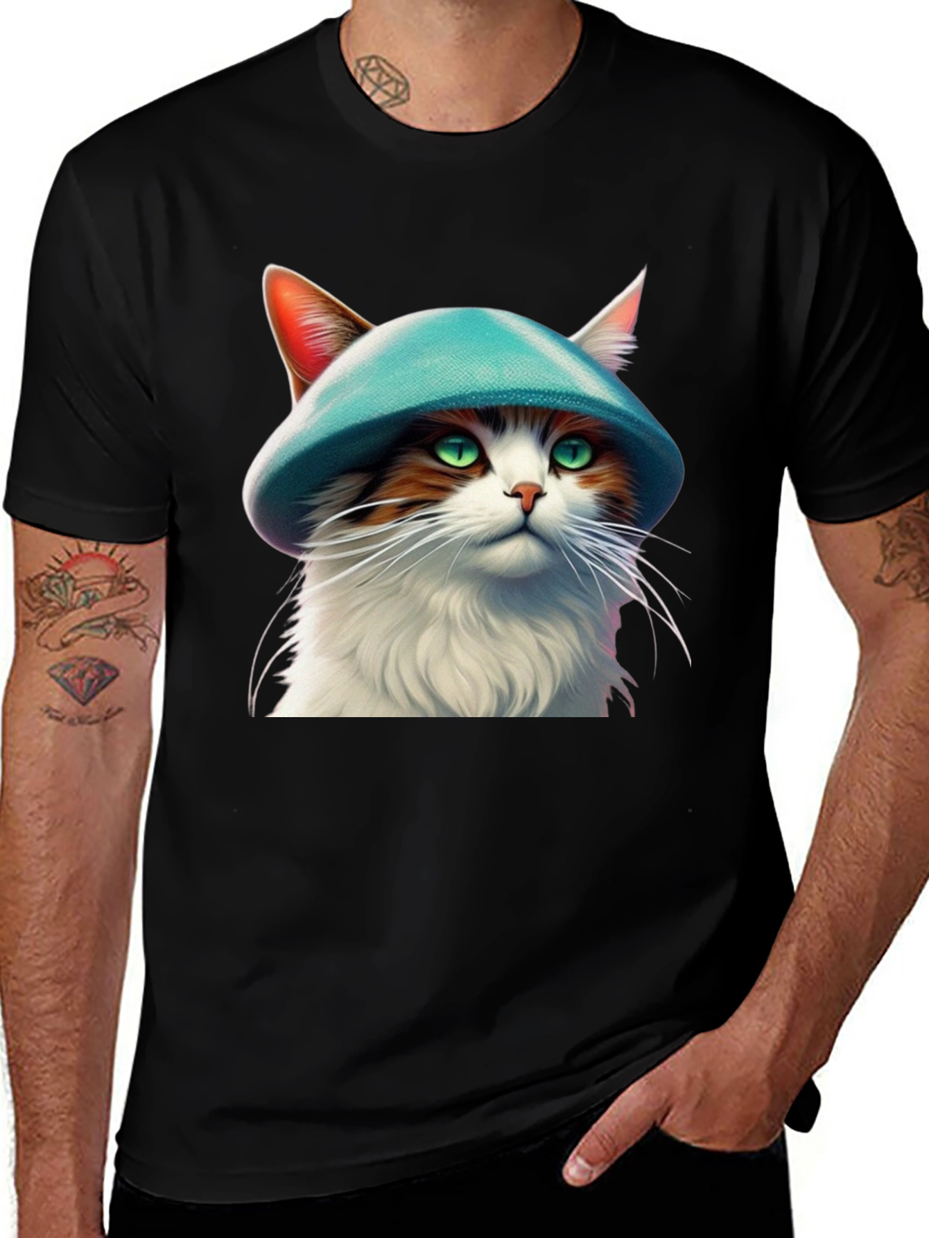 Cat with Hat Graphic T-Shirt