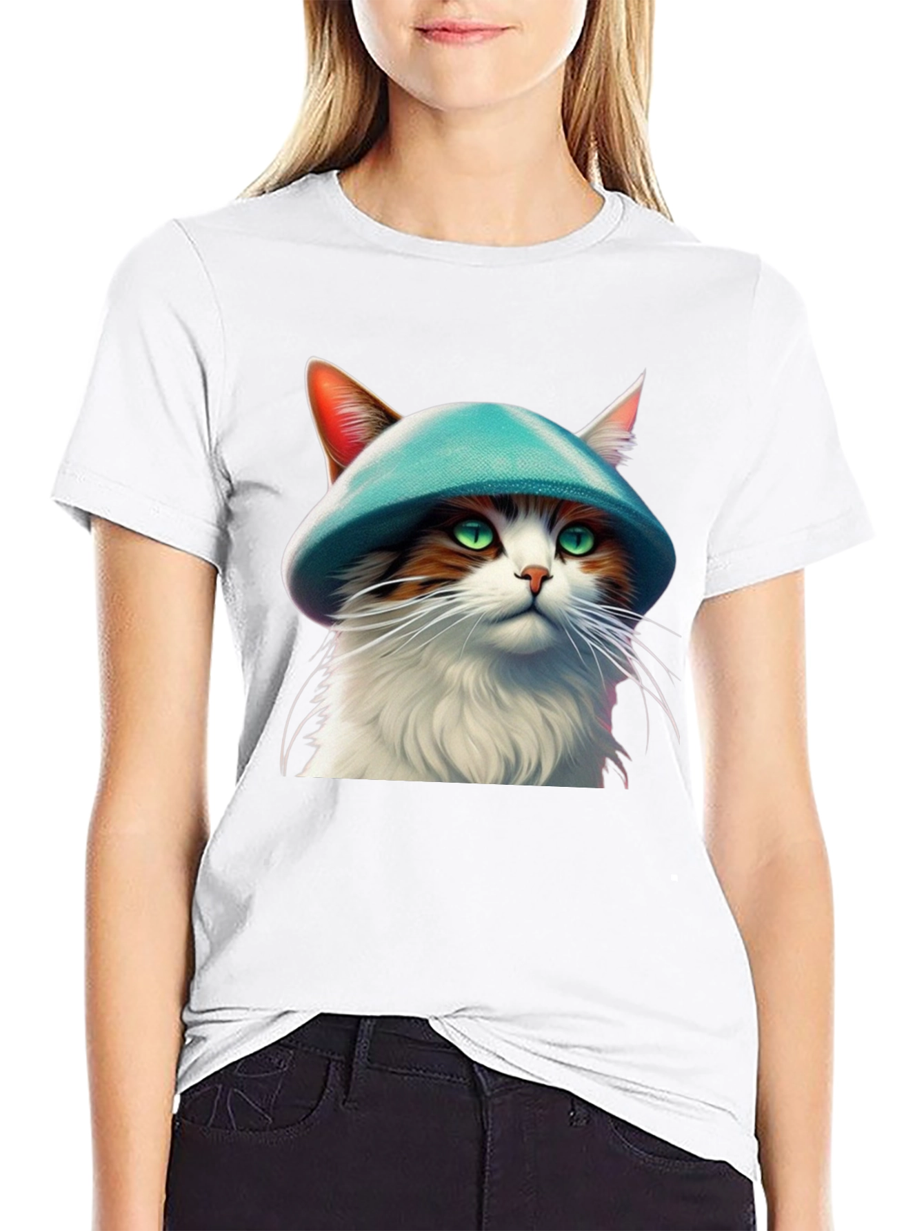 Cat with Hat Graphic T-Shirt