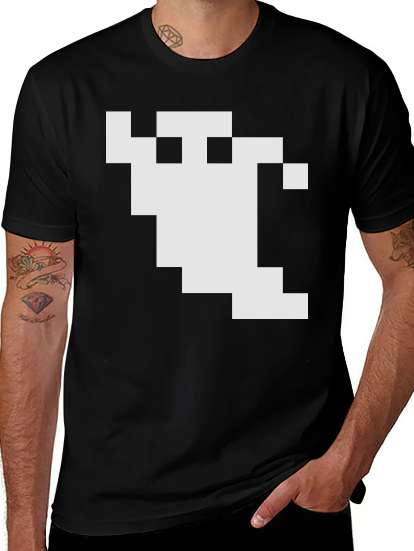 Pixel Ghost Graphic Black T-Shirt