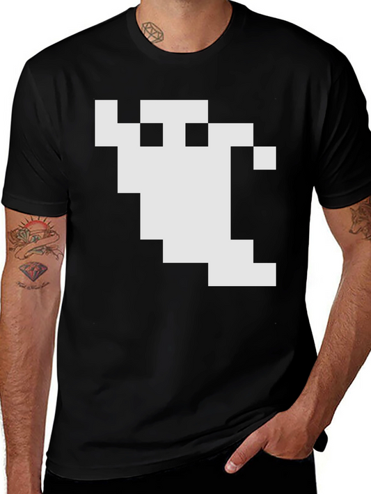 Pixel Ghost Graphic Black T-Shirt