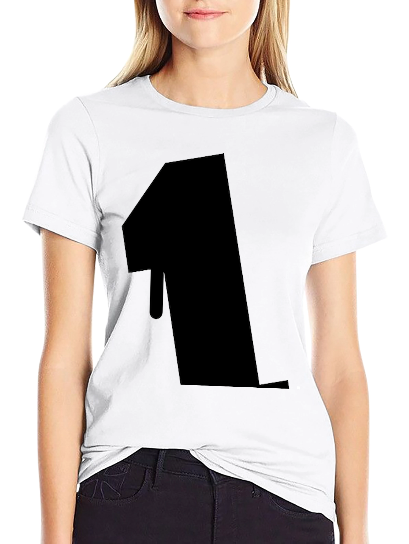 Bold Number 1 Graphic Tee - Black Cotton Blend