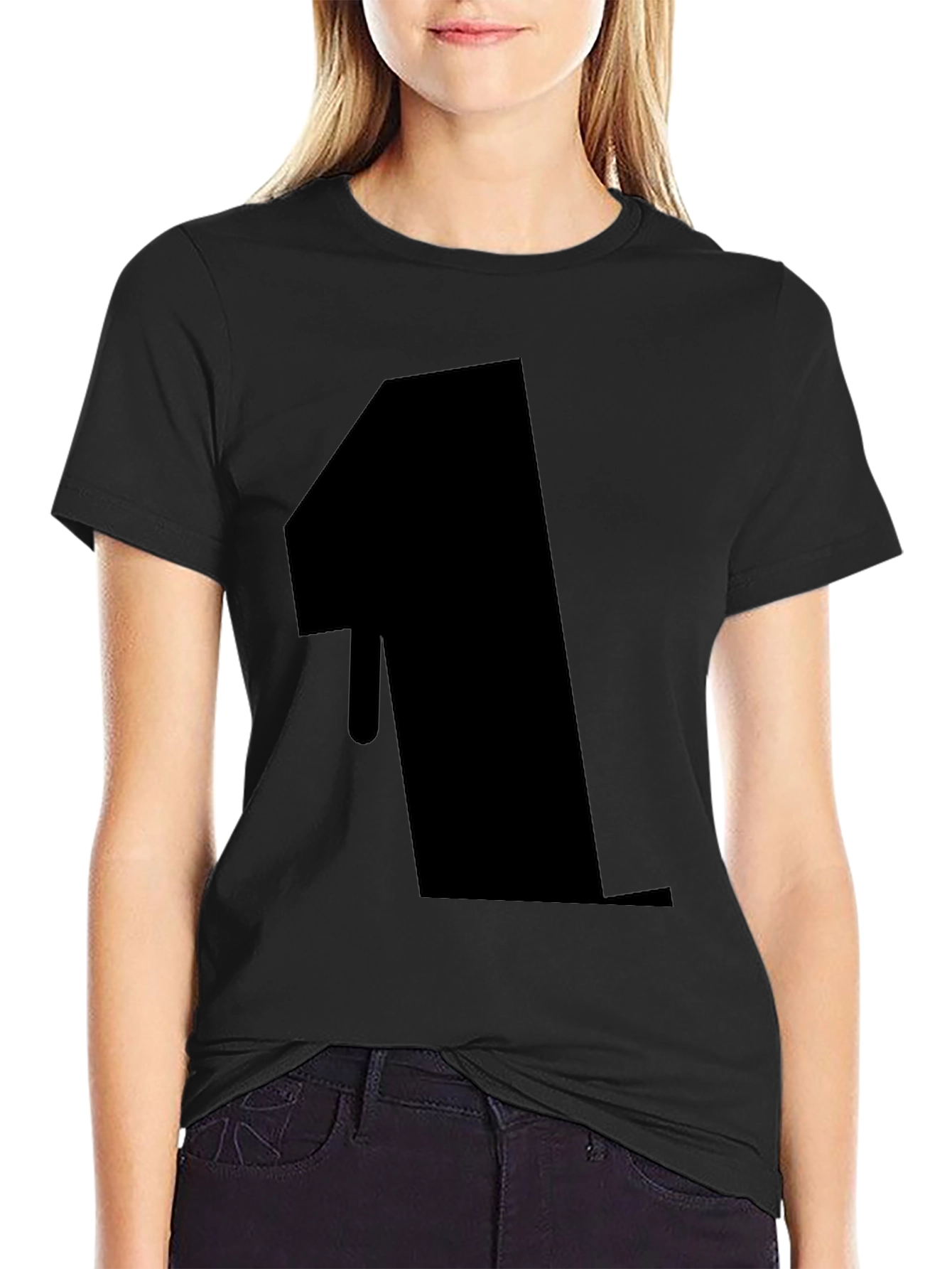 Bold Number 1 Graphic Tee - Black Cotton Blend