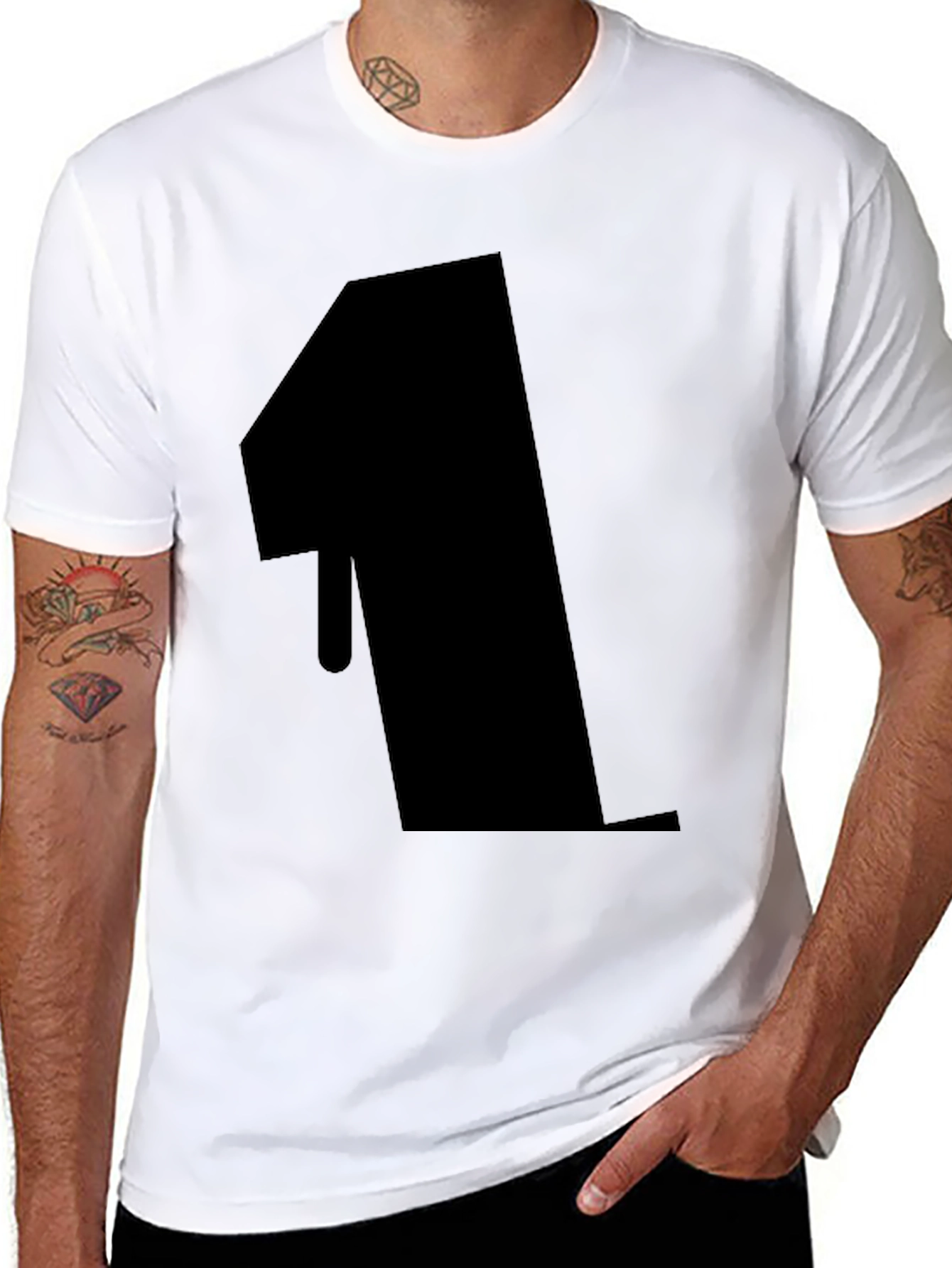 Bold Number 1 Graphic Tee - Black Cotton Blend