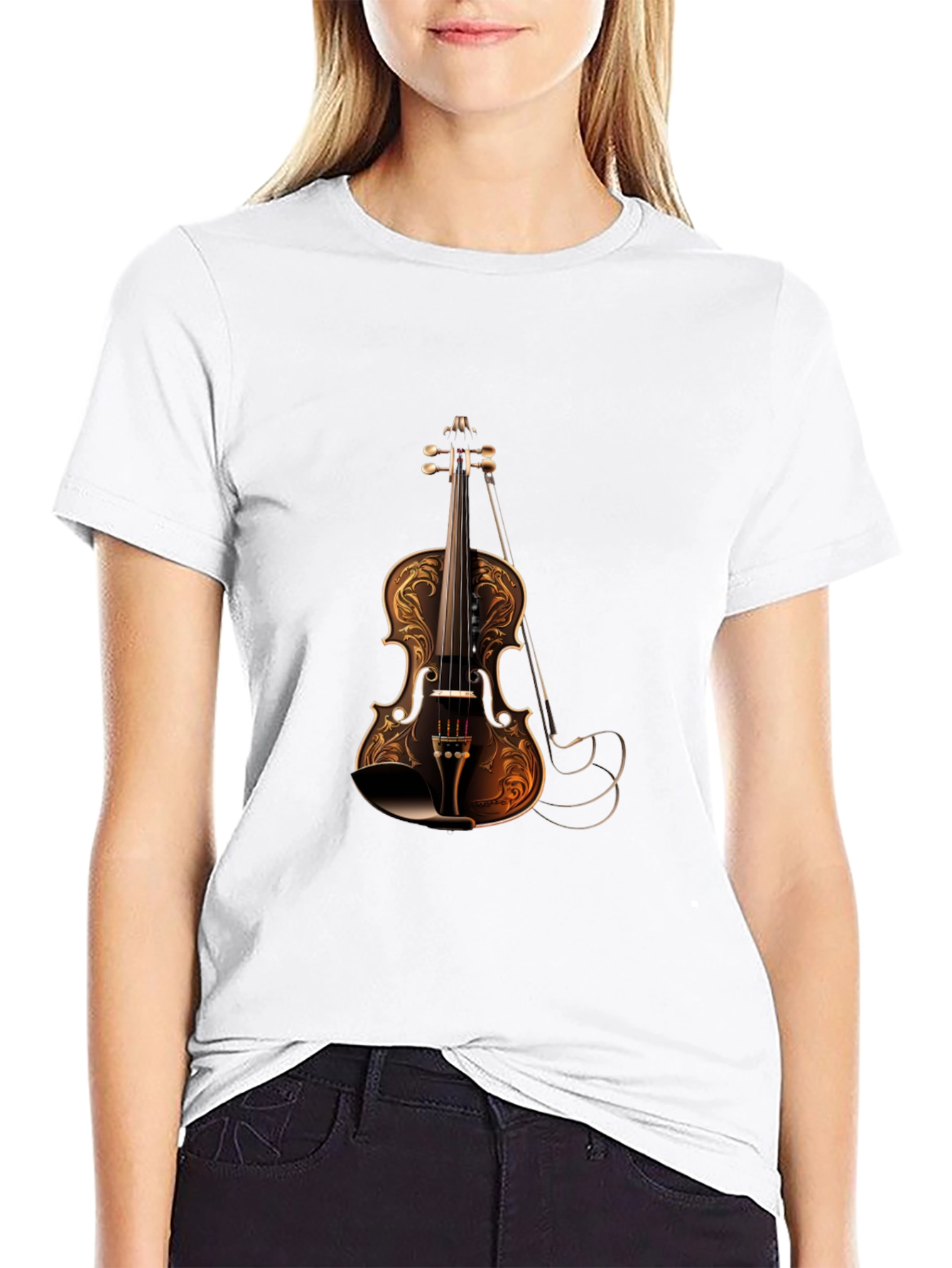 Violin Graphic Black T-Shirt | Stylish Music Tee