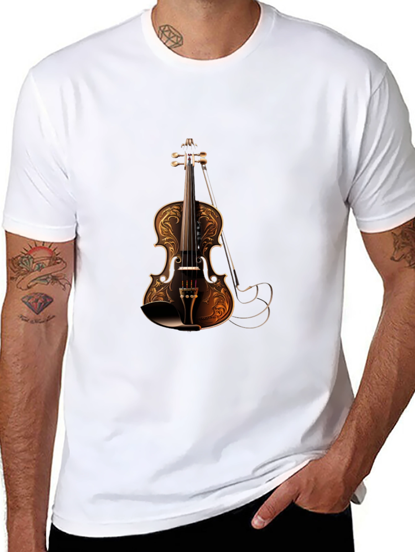 Violin Graphic Black T-Shirt | Stylish Music Tee