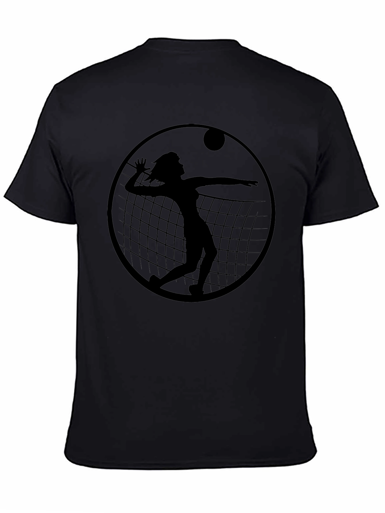 Volleyball Silhouette Graphic T-Shirt - Black