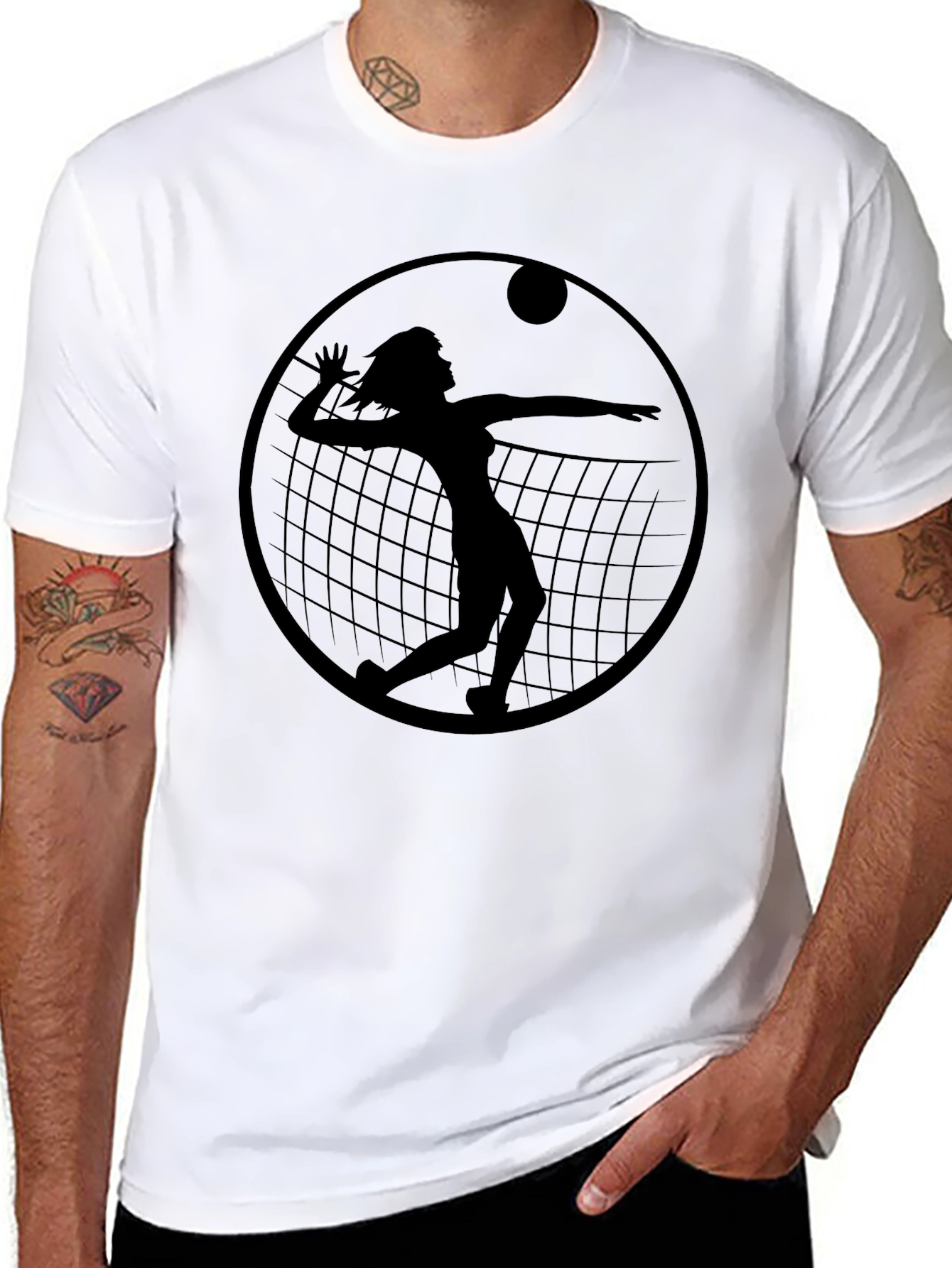 Volleyball Silhouette Graphic T-Shirt - Black
