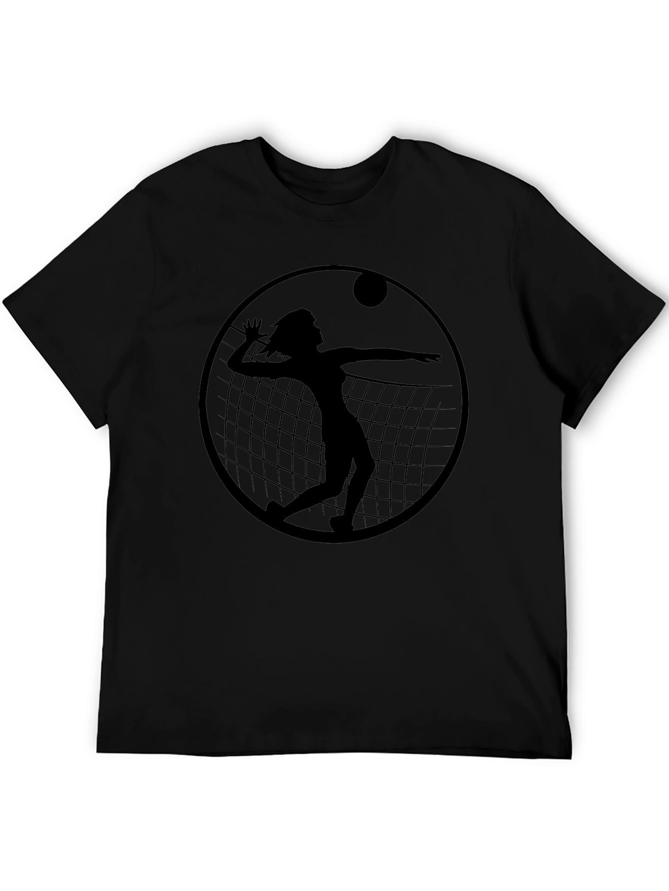 Volleyball Silhouette Graphic T-Shirt - Black